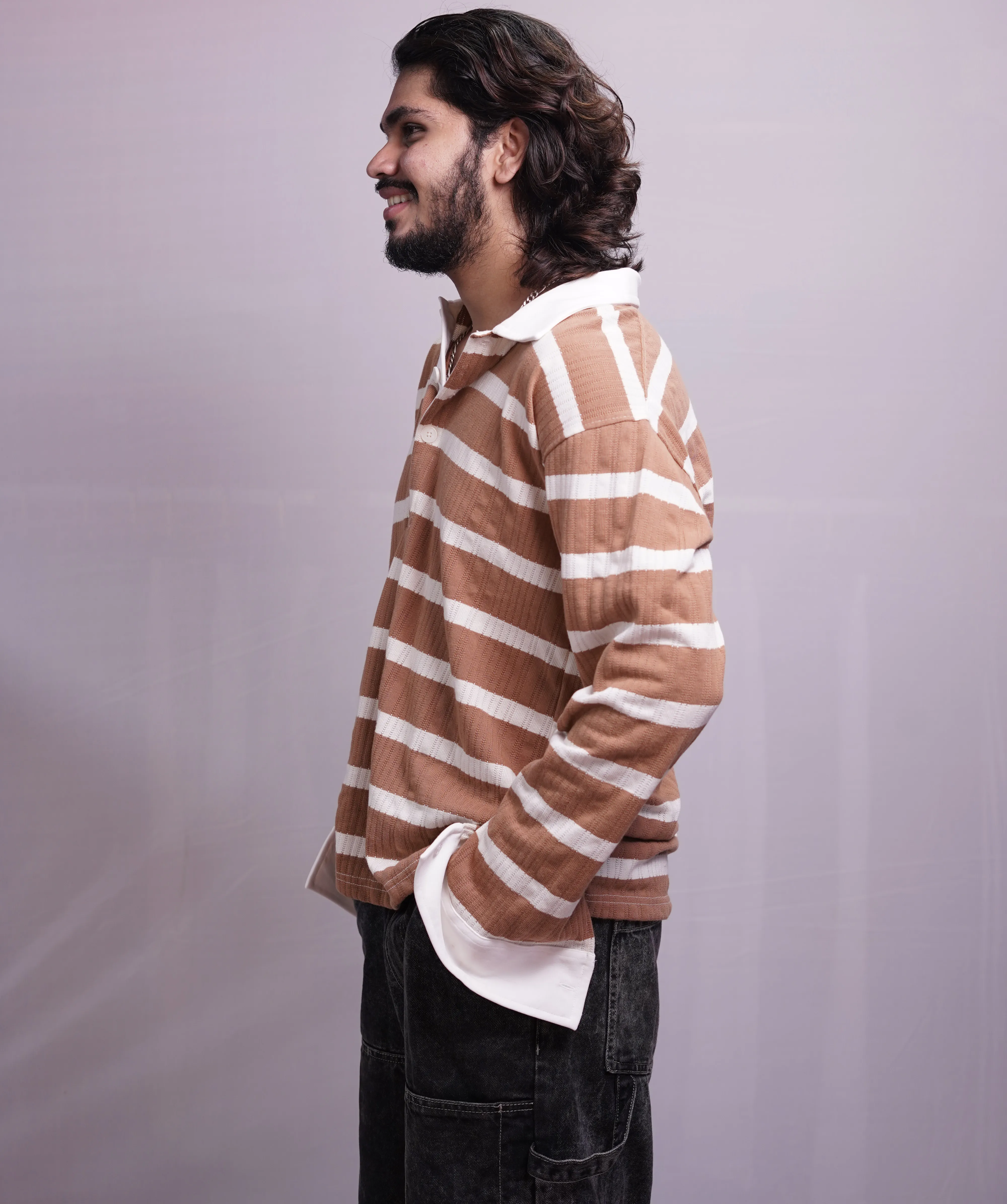RUST ORANGE COLLAR FULLSLEEVE TEES, photo 3 of 4