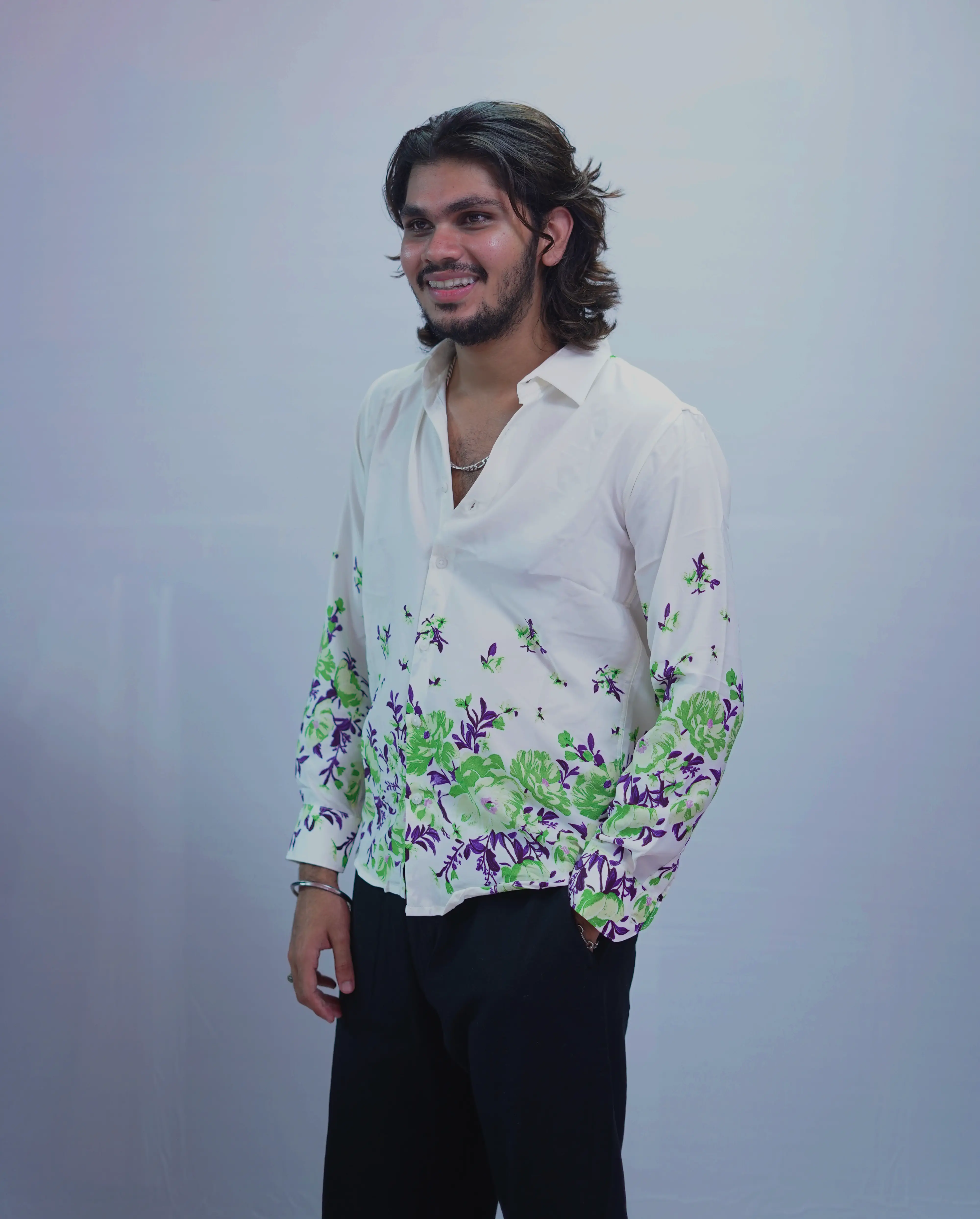 GREEN BOTTOM PRINTED SHIRT