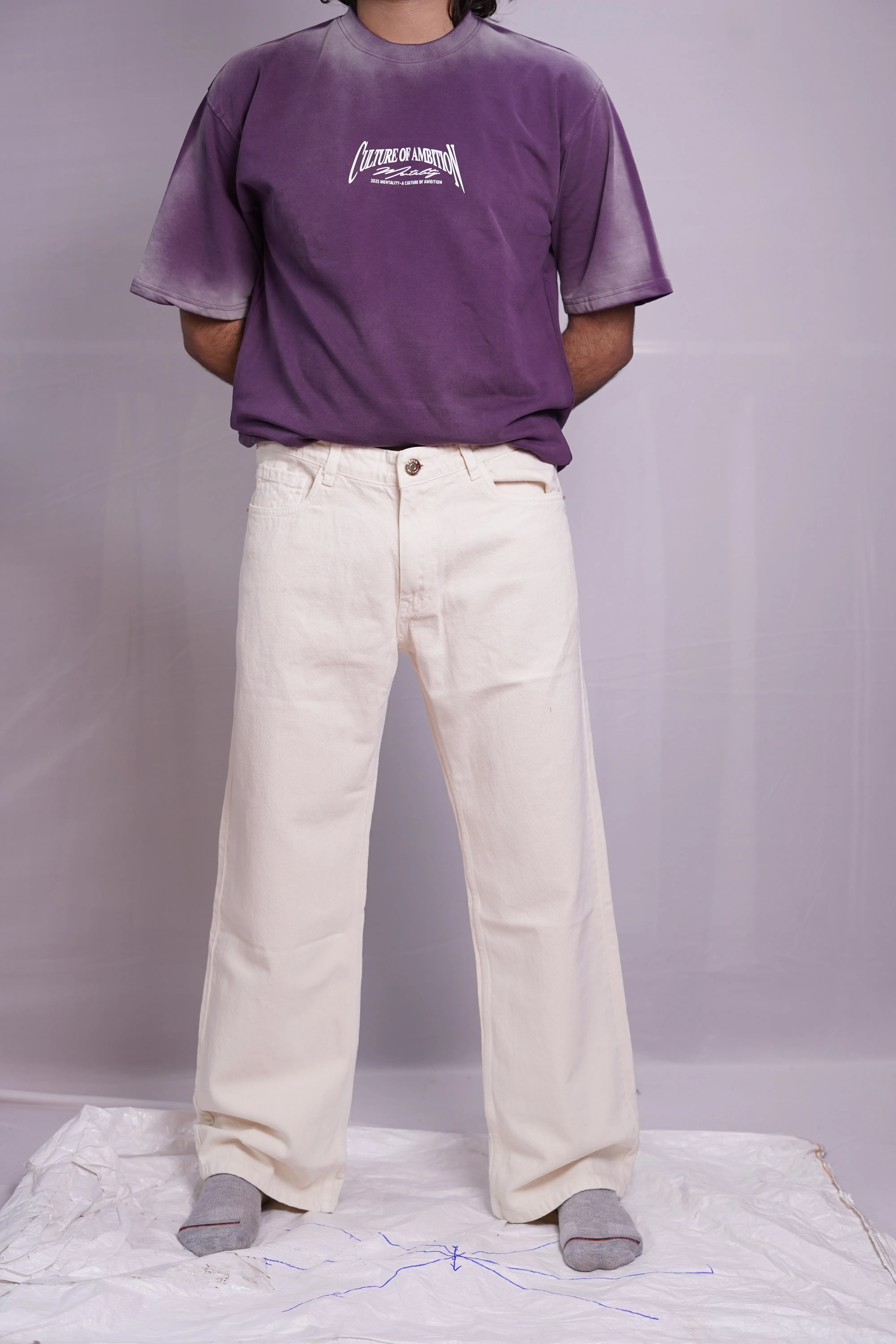 BEIGE BAGGY DEMIN PANT, photo 2 of 4