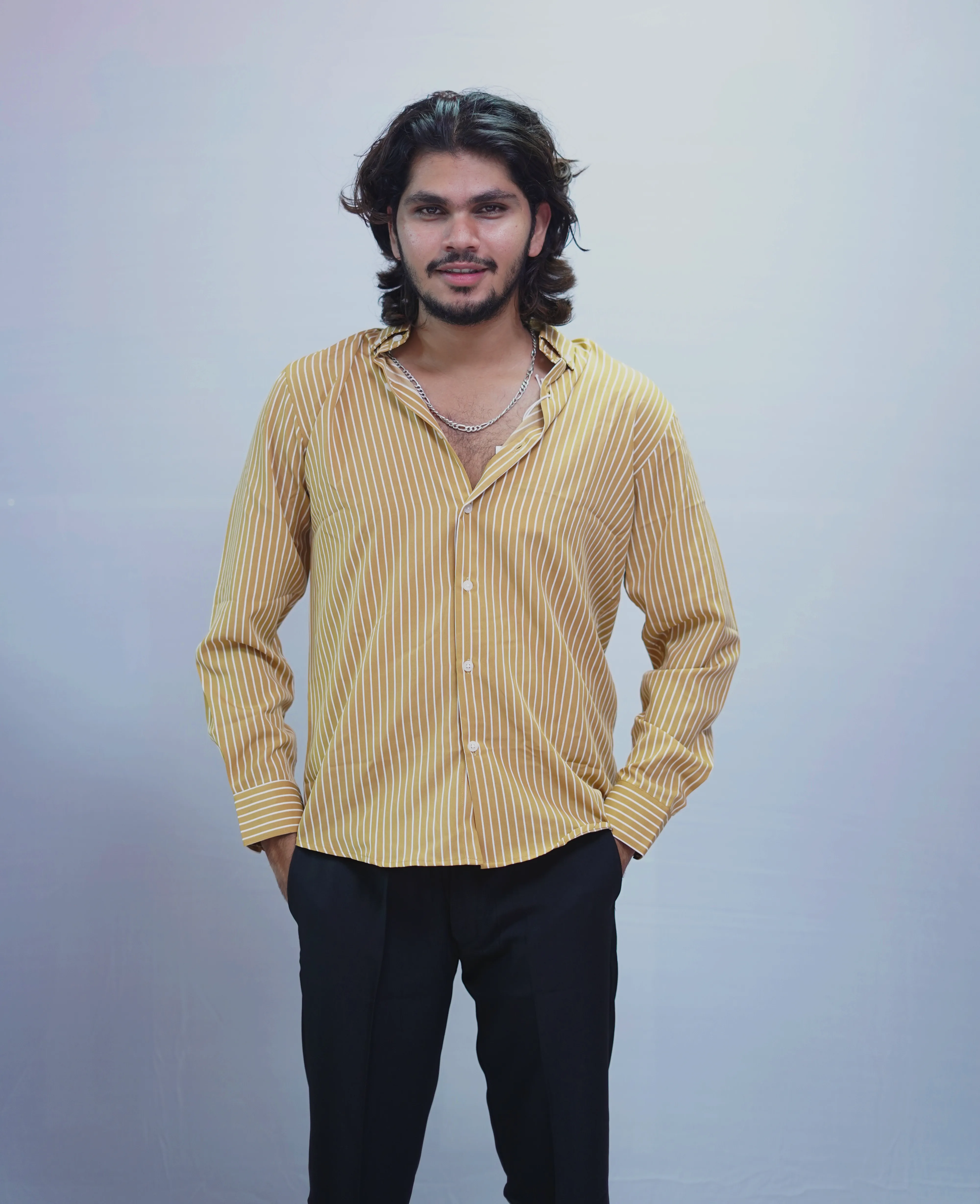 MUSTARD YELLOW STRIPES SHIRT