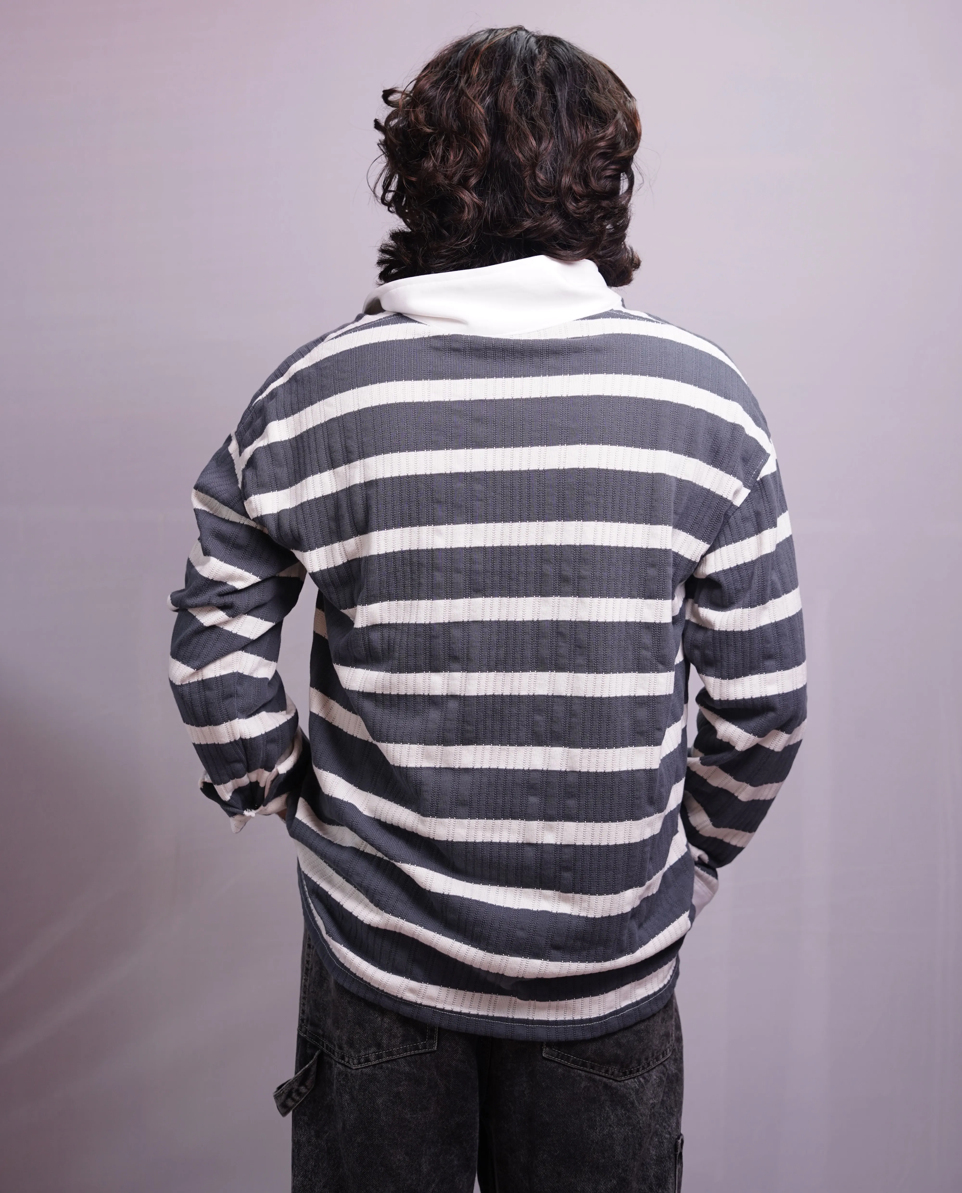 CHARCOAL GREY COLLAR  FULLSLEEVE TEES, photo 4 of 4