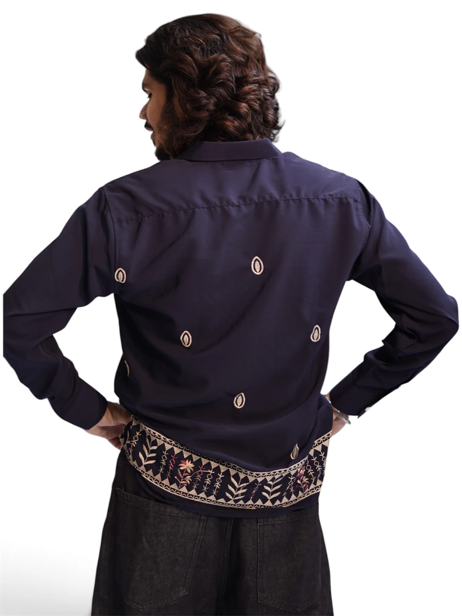 MIDNIGHT NAVY SHELL EMBROIDERY SHIRT