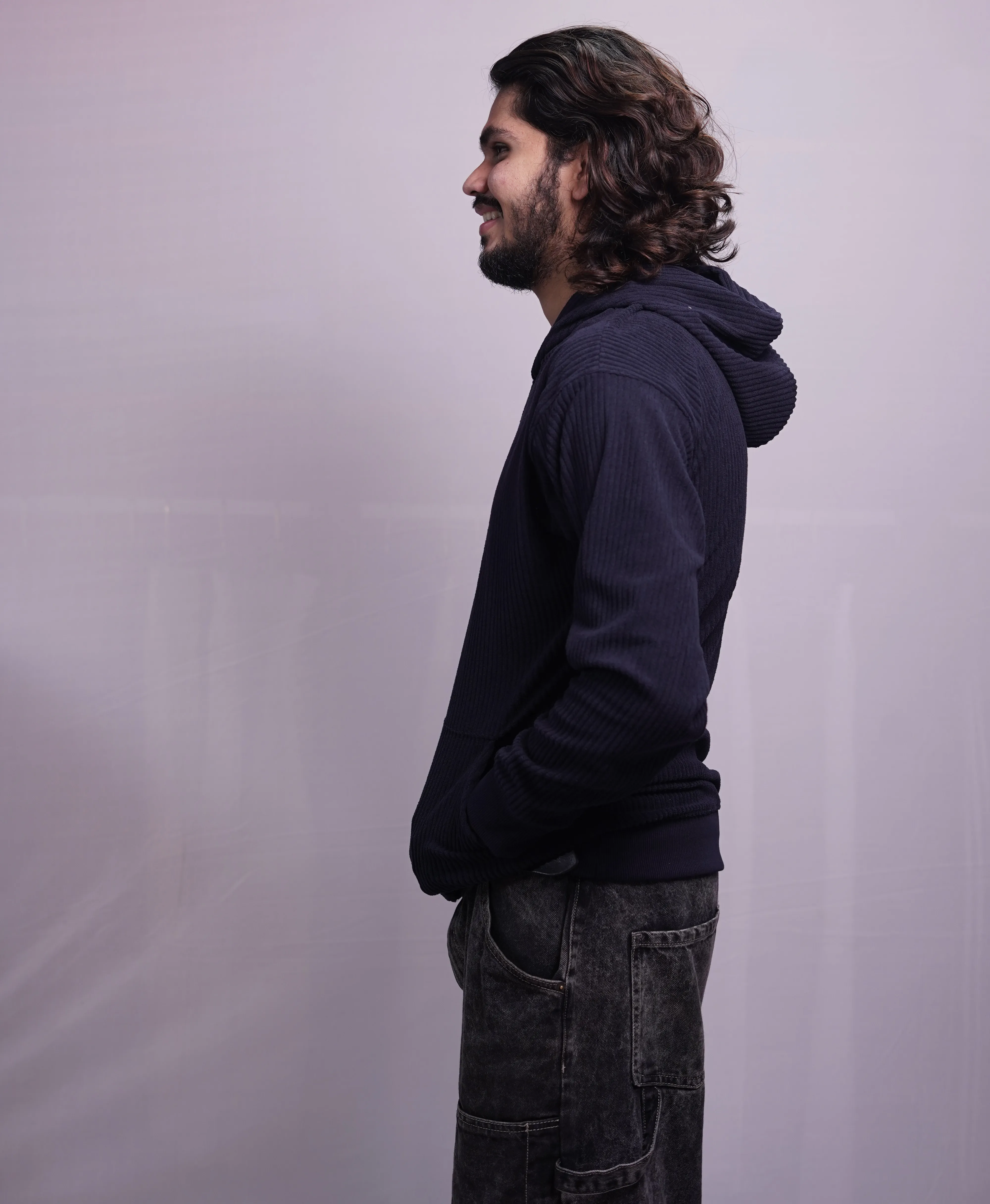 SELF STRIPED OVERSIZED HOODIOE, photo 1 of 4