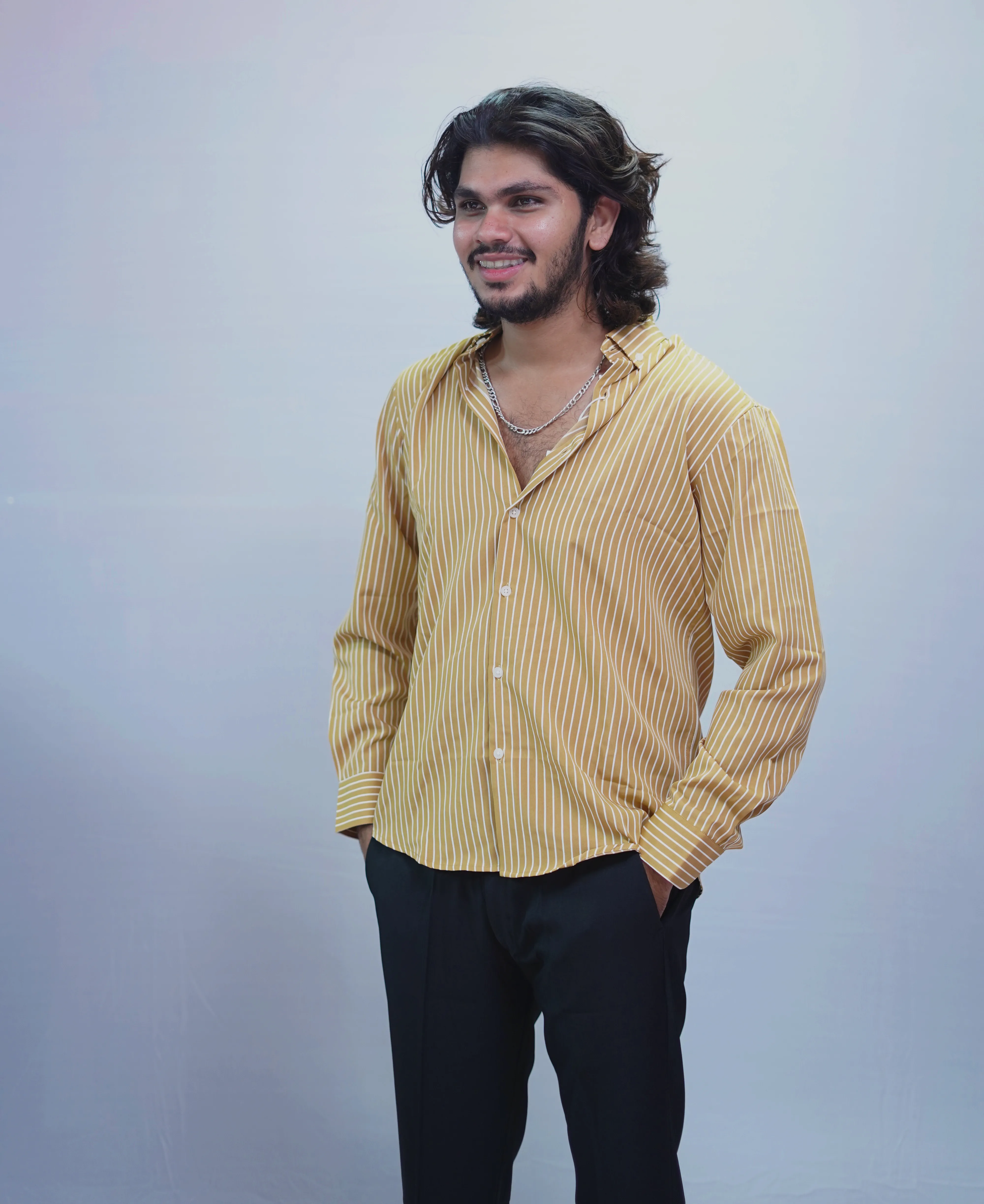 MUSTARD YELLOW STRIPES SHIRT