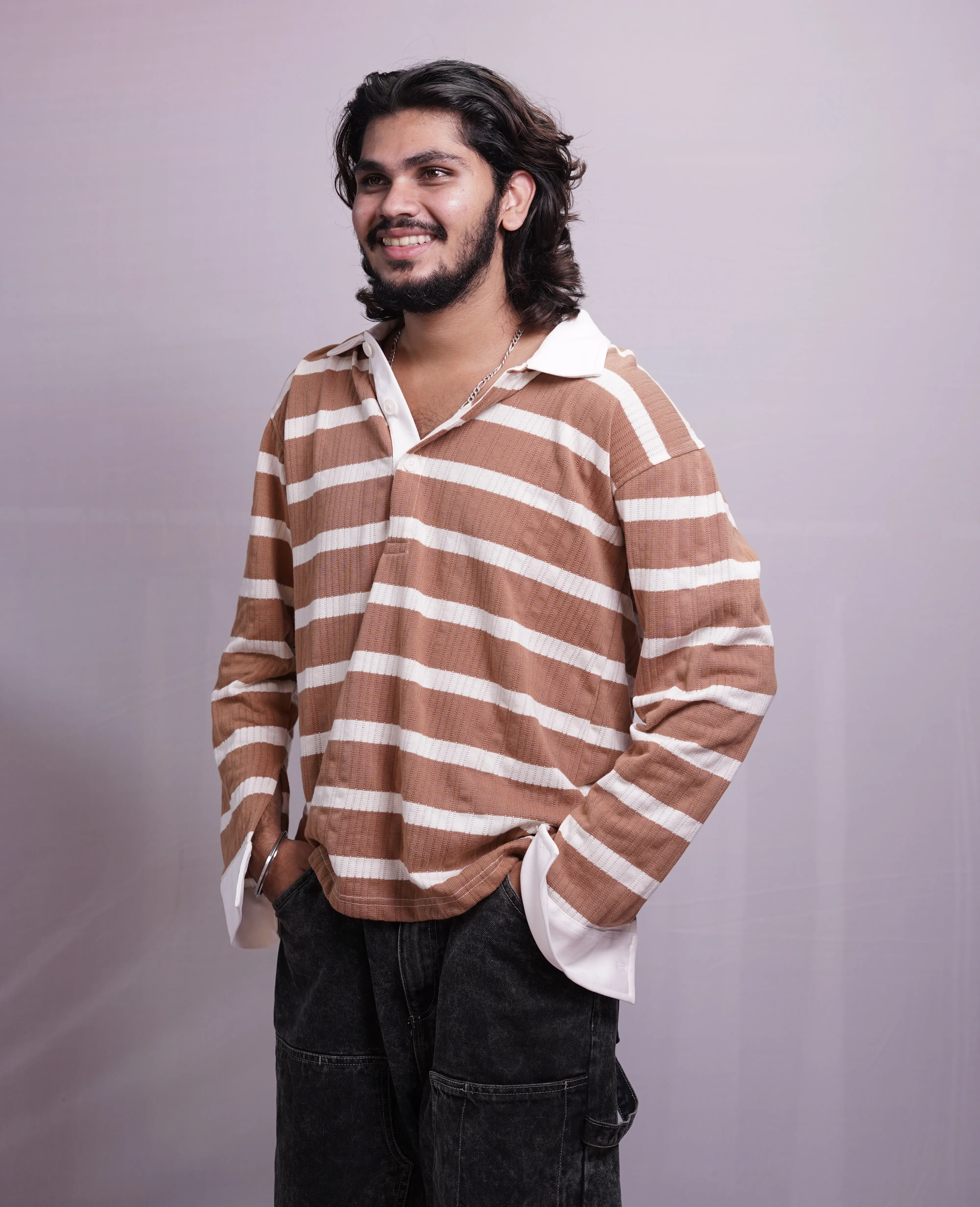 RUST ORANGE COLLAR FULLSLEEVE TEES, photo 2 of 4
