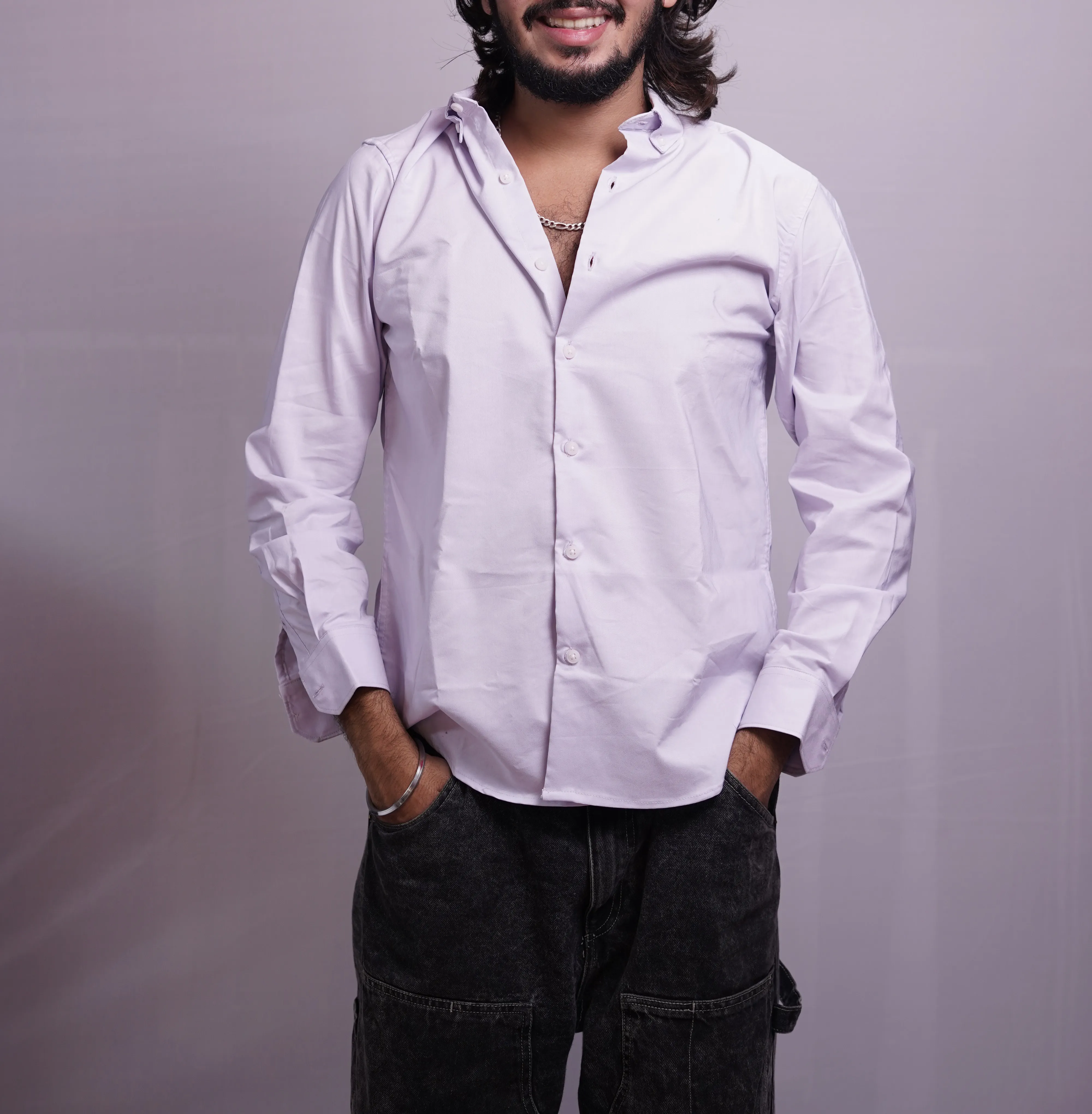 LAVENDER LINEN PLAIN SHIRT, photo 2 of 4