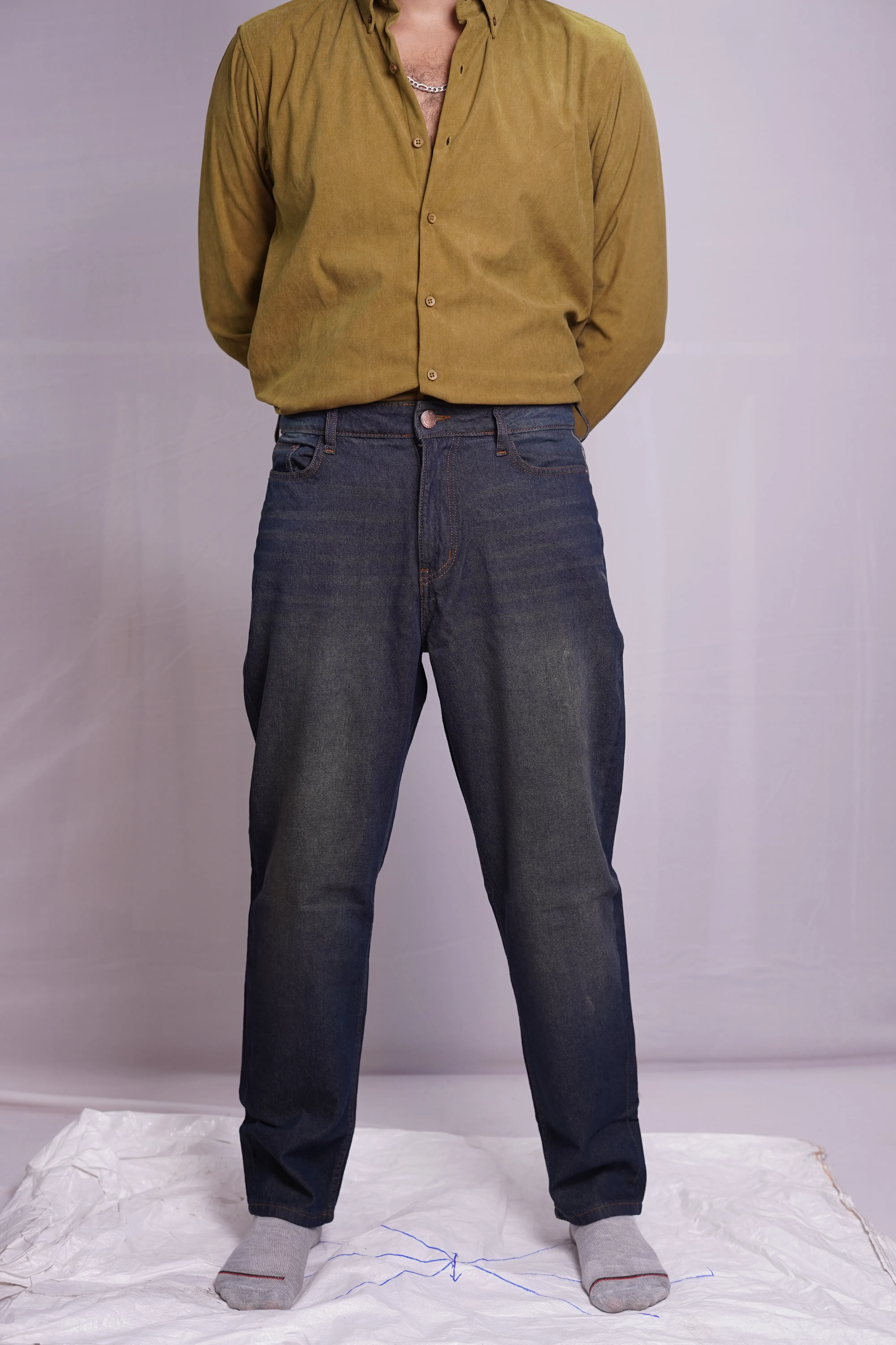 BLUE GREEN FADE MOMFIT DENIM PANT