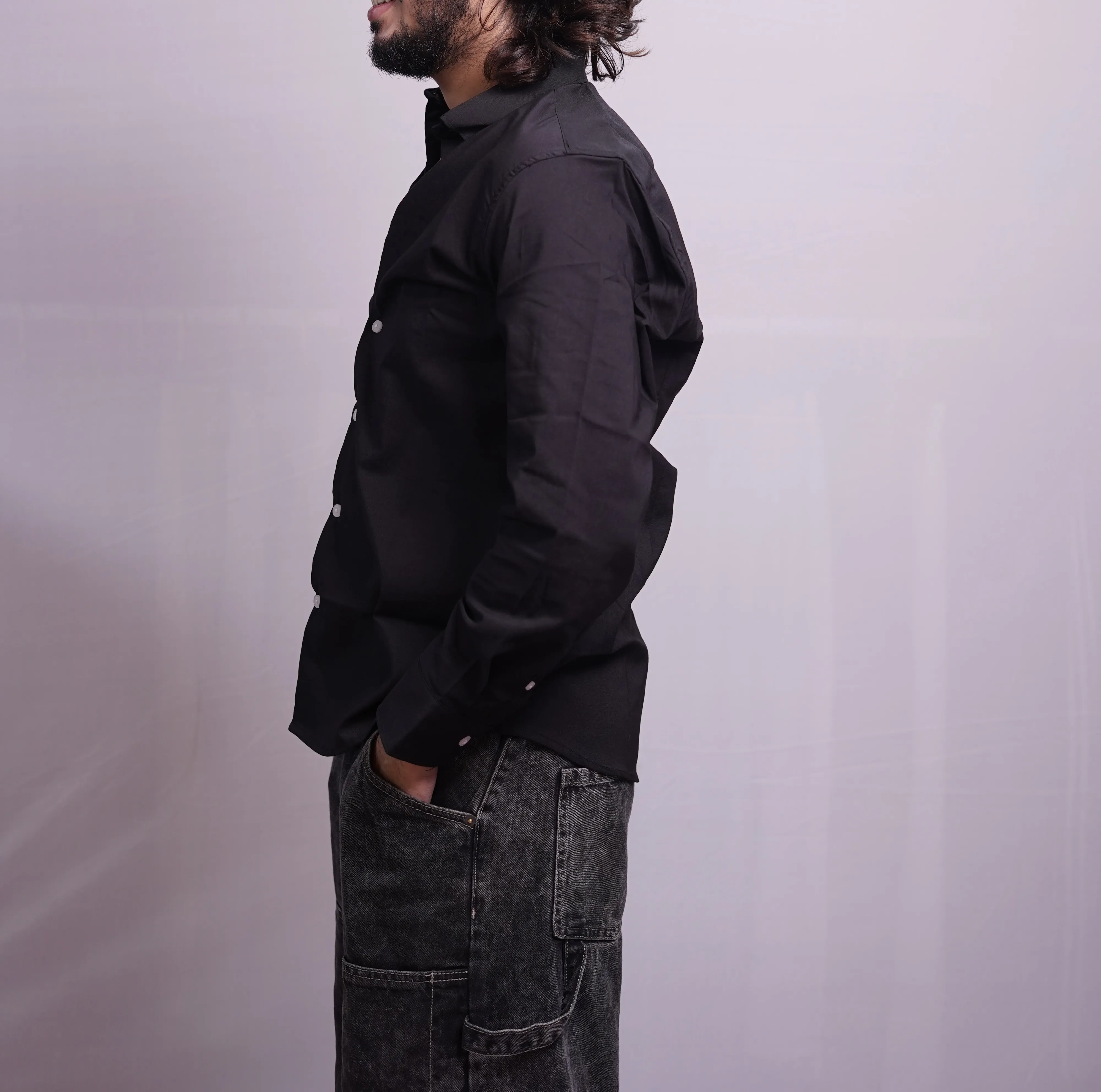 BLACK LINEN PLAIN SHIRT, photo 2 of 3