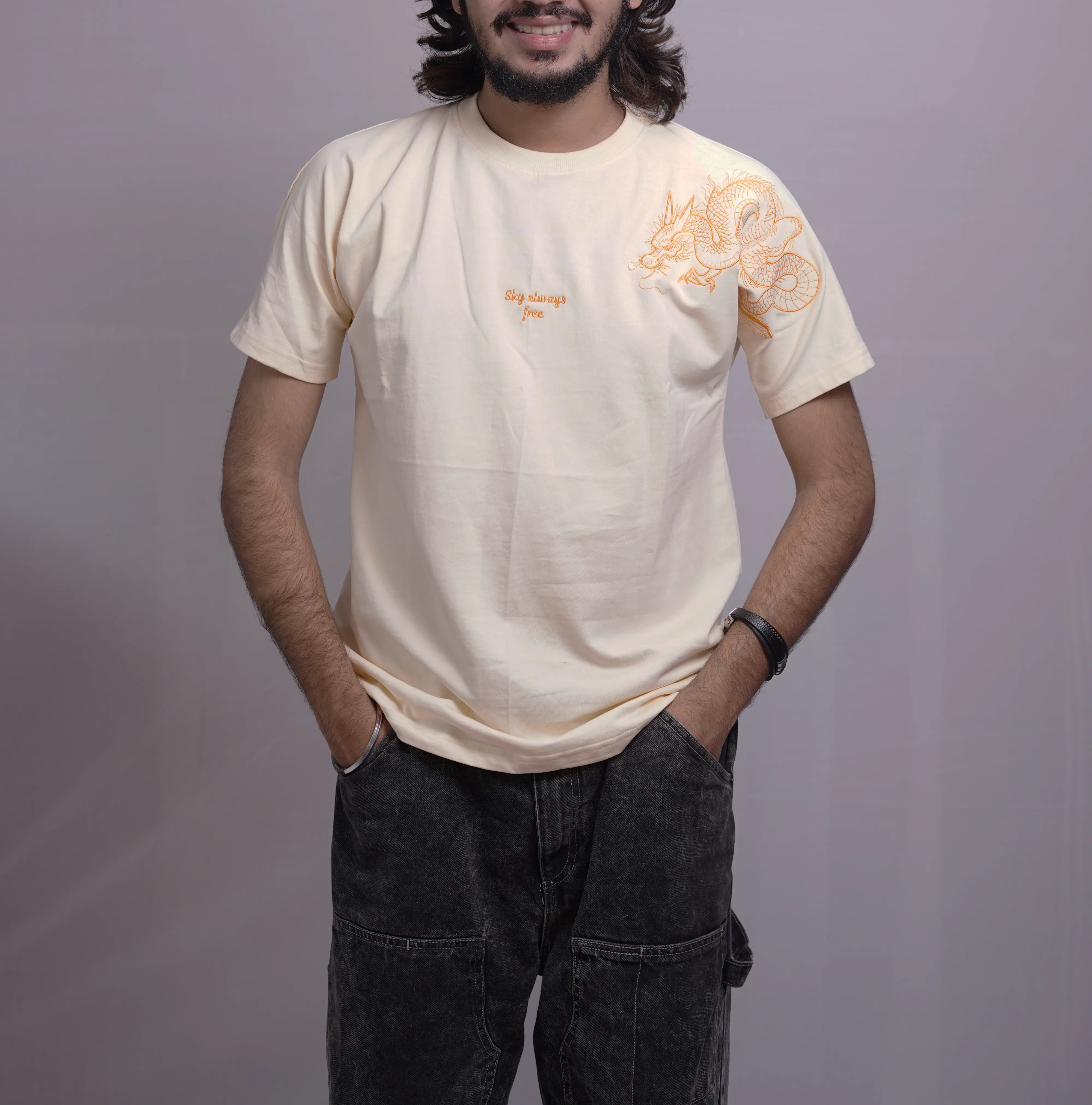 BEIGE DRAGON TEES