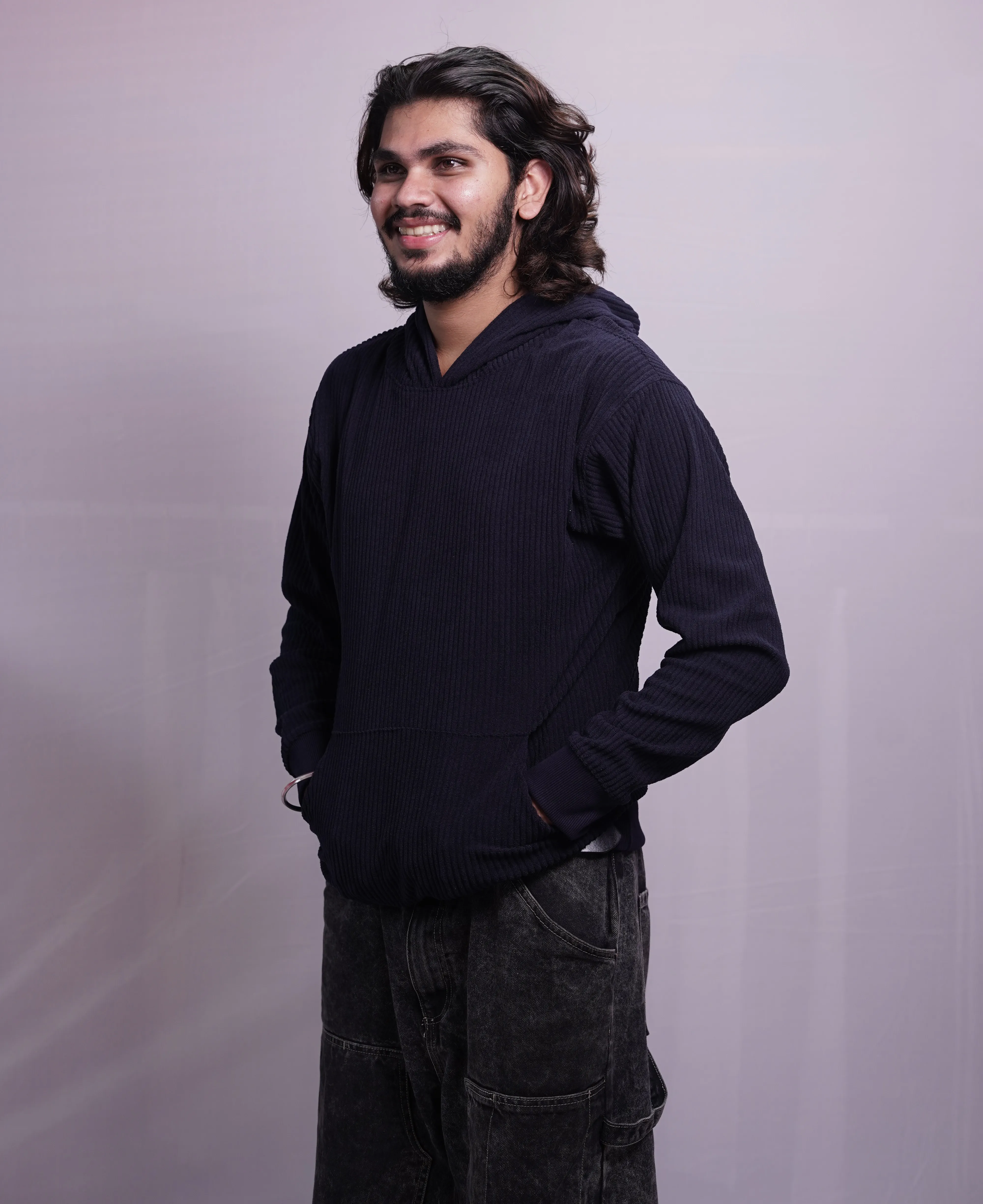 SELF STRIPED OVERSIZED HOODIOE, photo 3 of 4