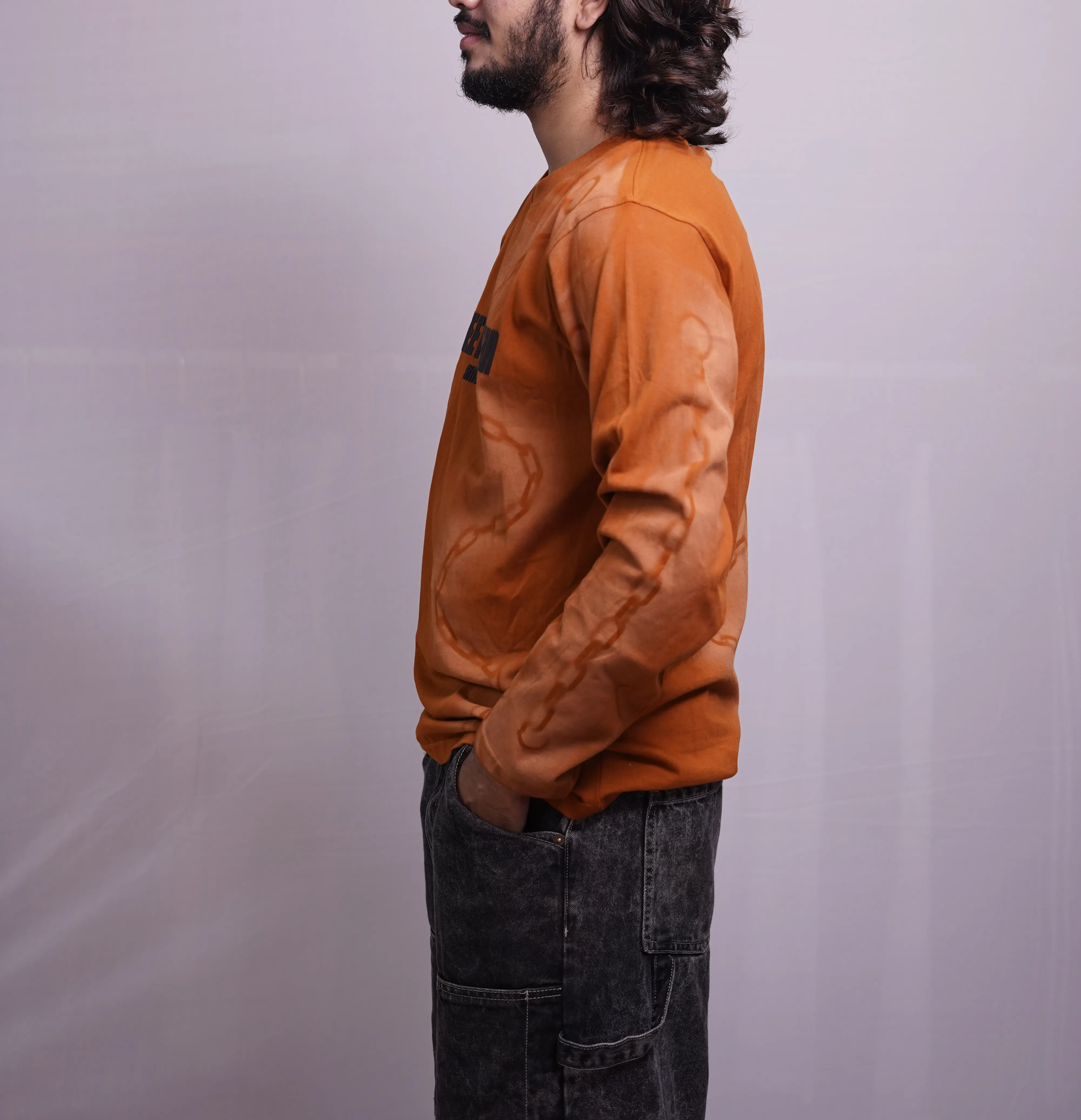 TAN ORANGE CHAIN WASH FULLSLEEVE TEES, photo 2 of 3