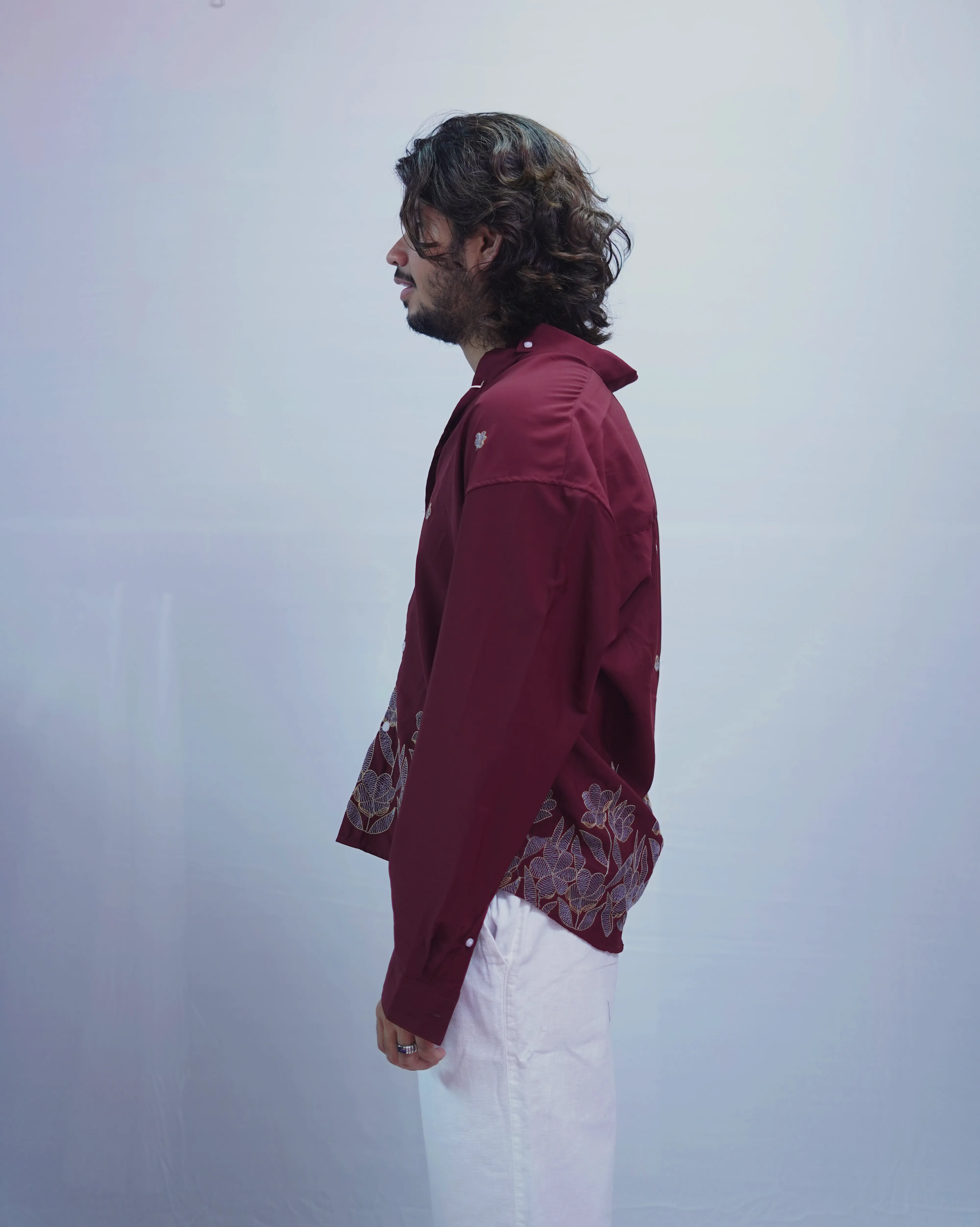 MAROON EMBROIDERY SHIRT