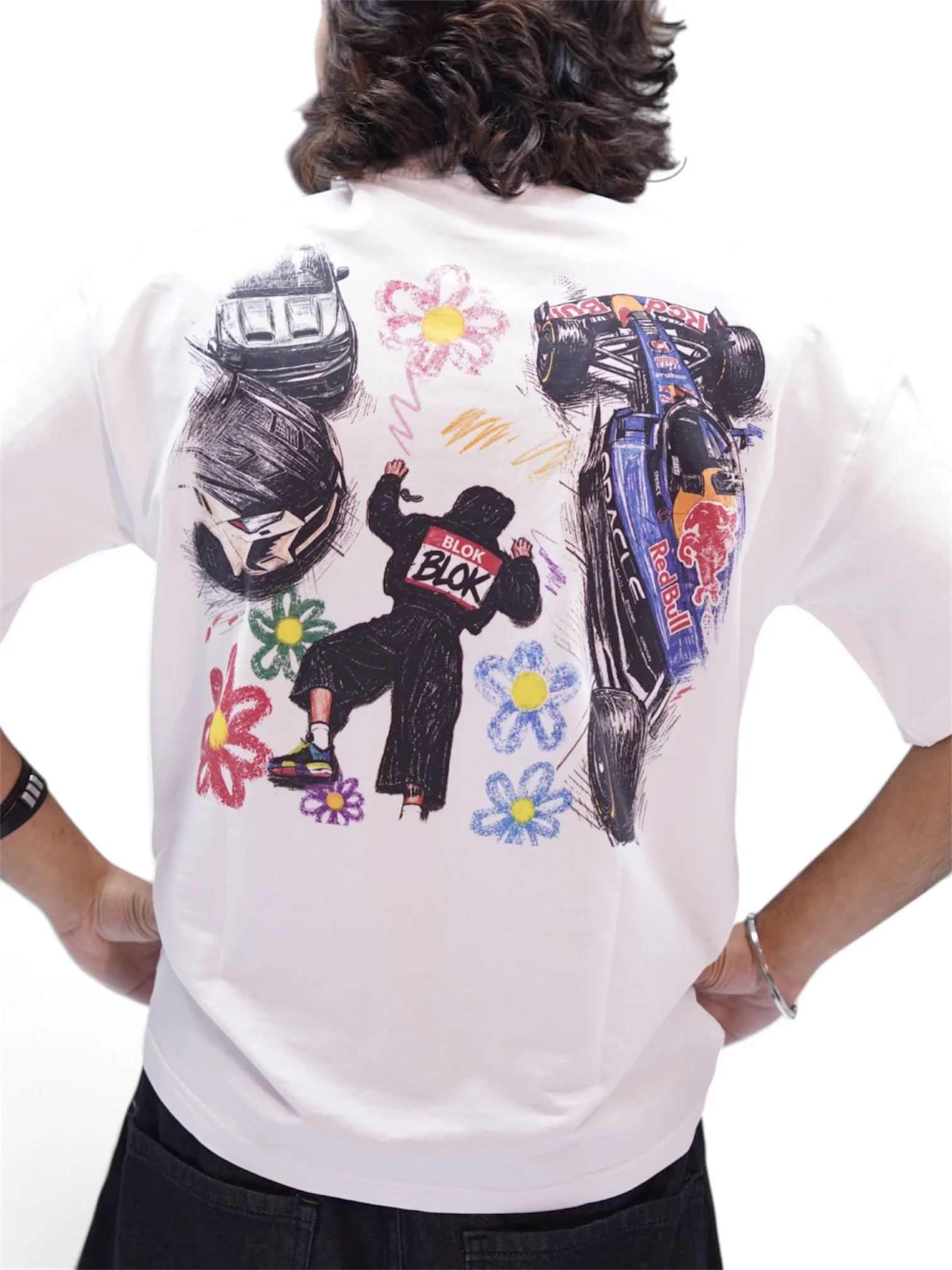 SMOKE WHITE RACING OVERSIZED TEES, photo 2 of 2