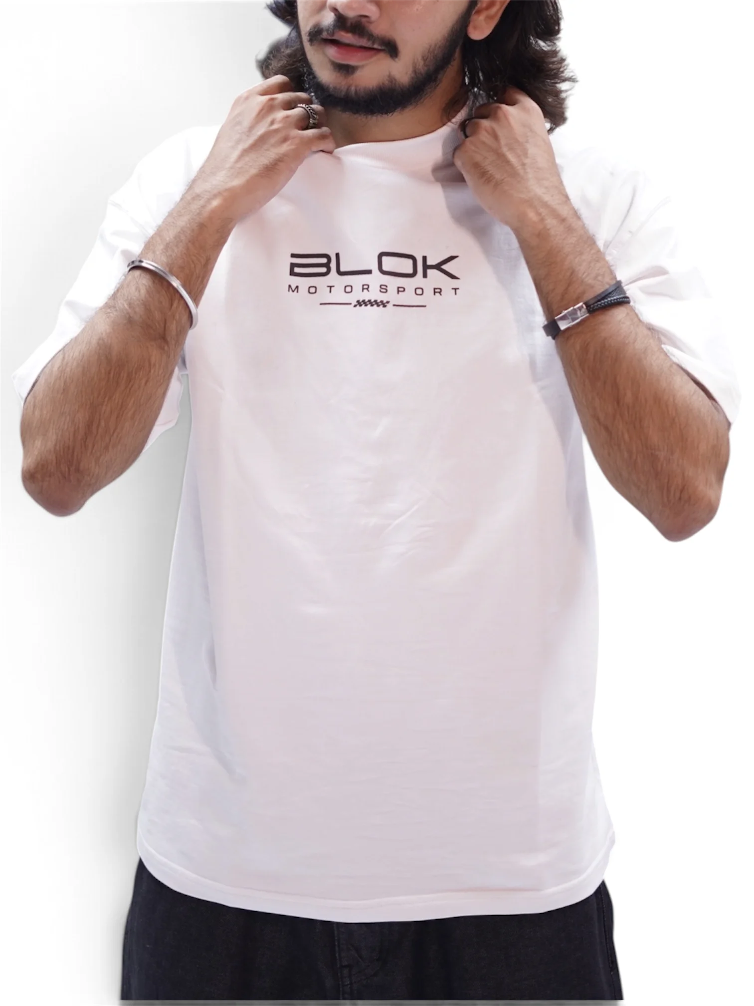 SMOKE WHITE RACING OVERSIZED TEES