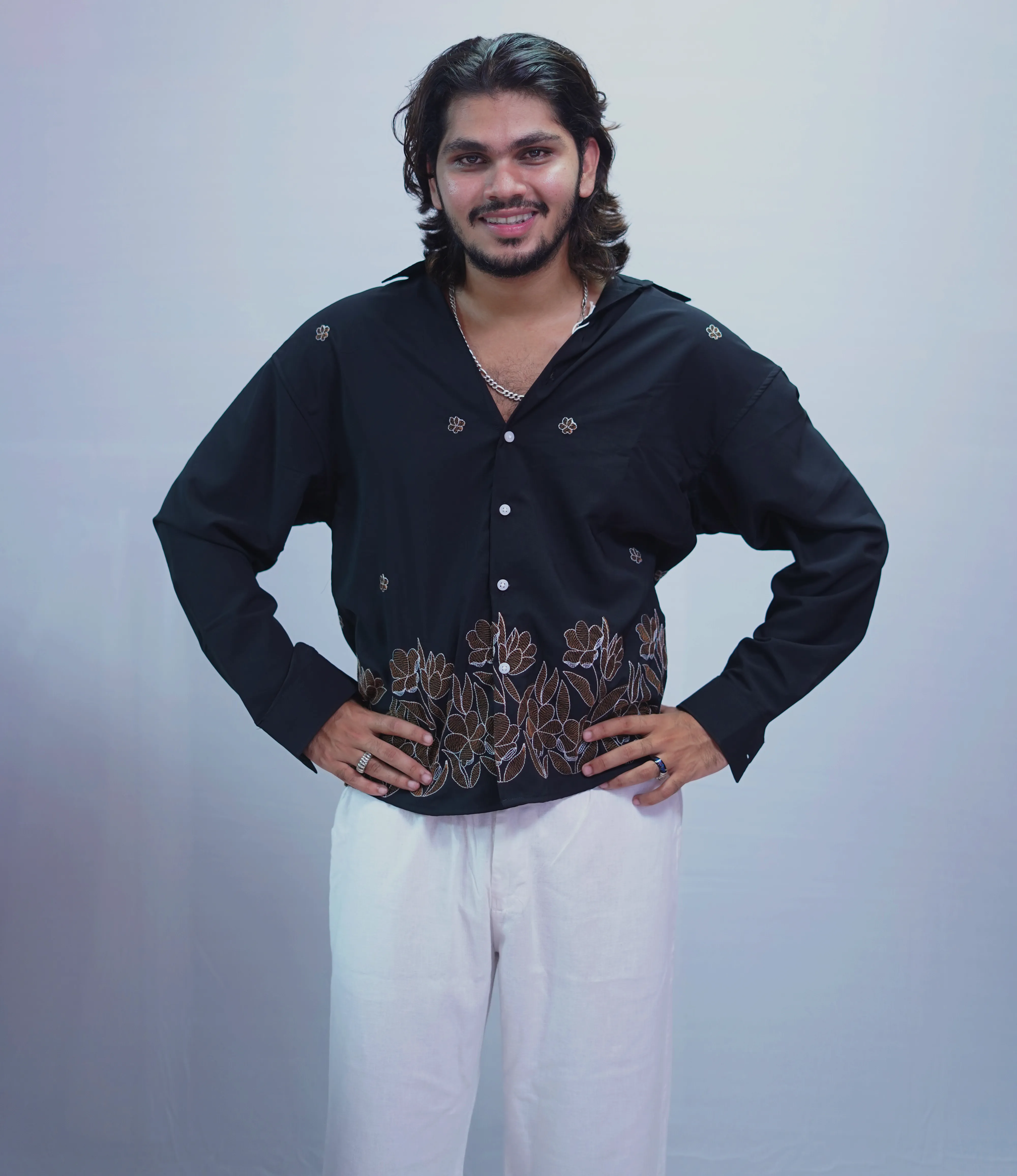 JET BLACK EMBROIDERY SHIRT