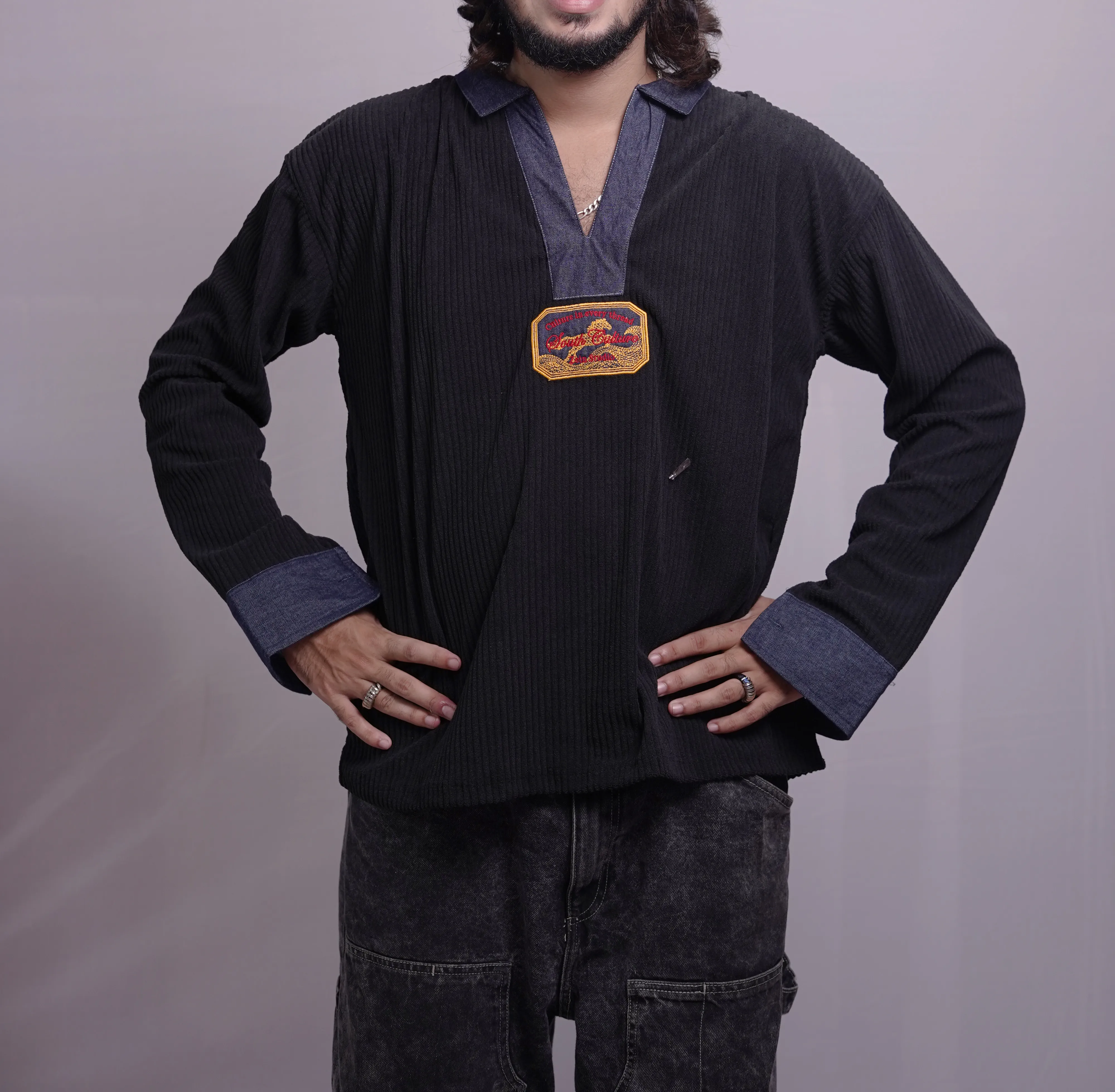 BLACK V NECK DENIM TEES, photo 2 of 4