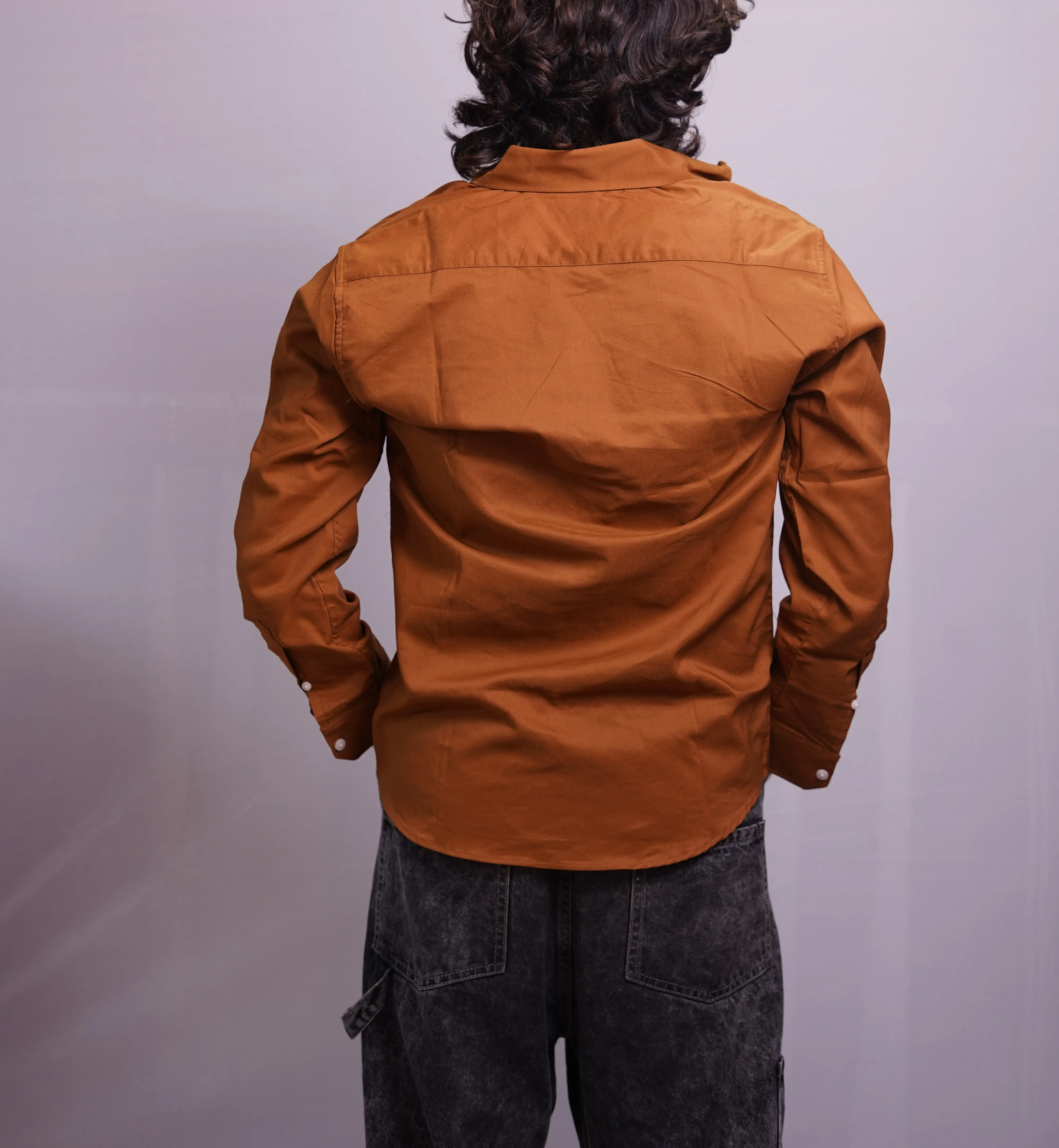 RUST ORANGE LINEN PLAIN SHIRT, photo 4 of 4