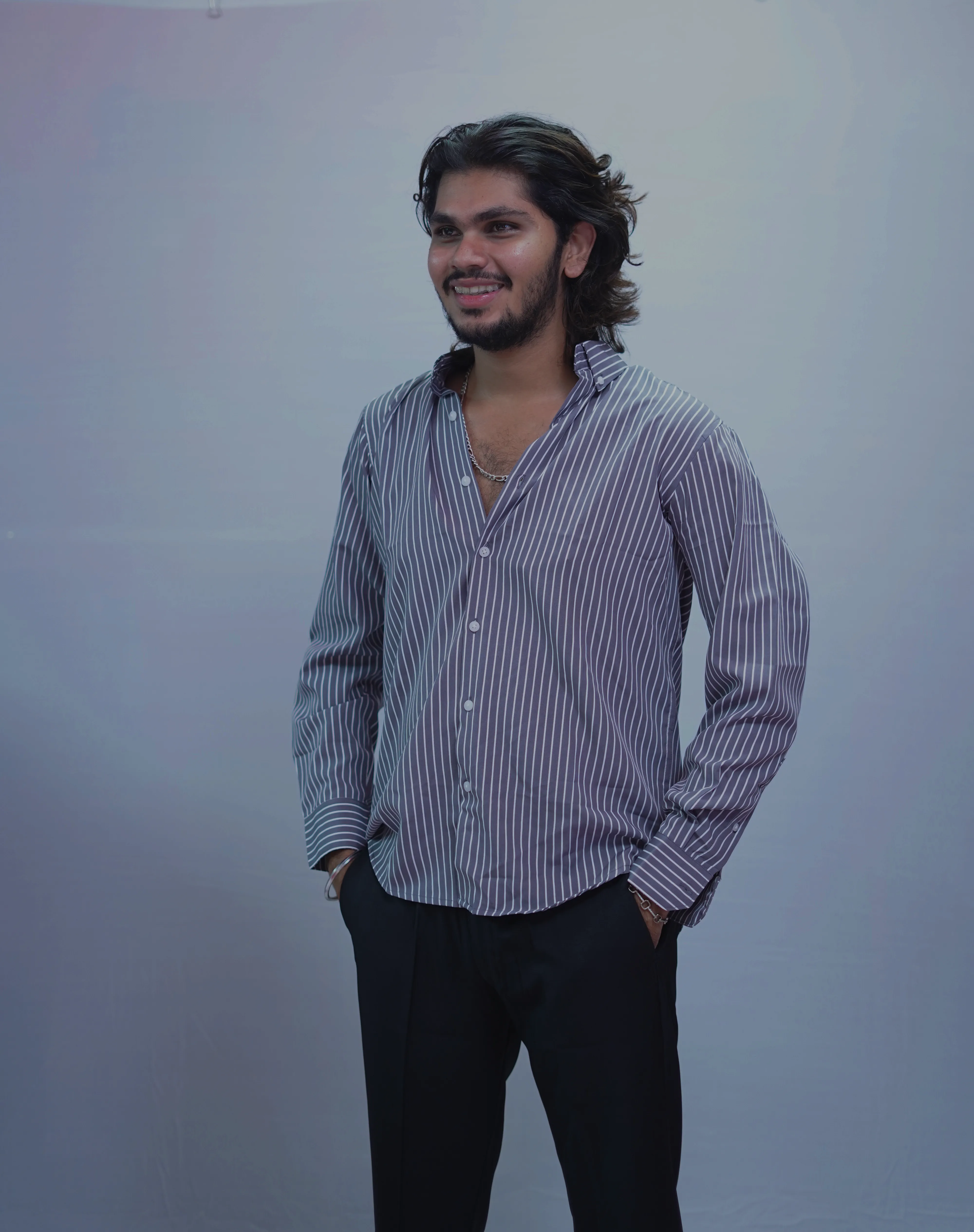 SMOKY GREY STRIPES SHIRT