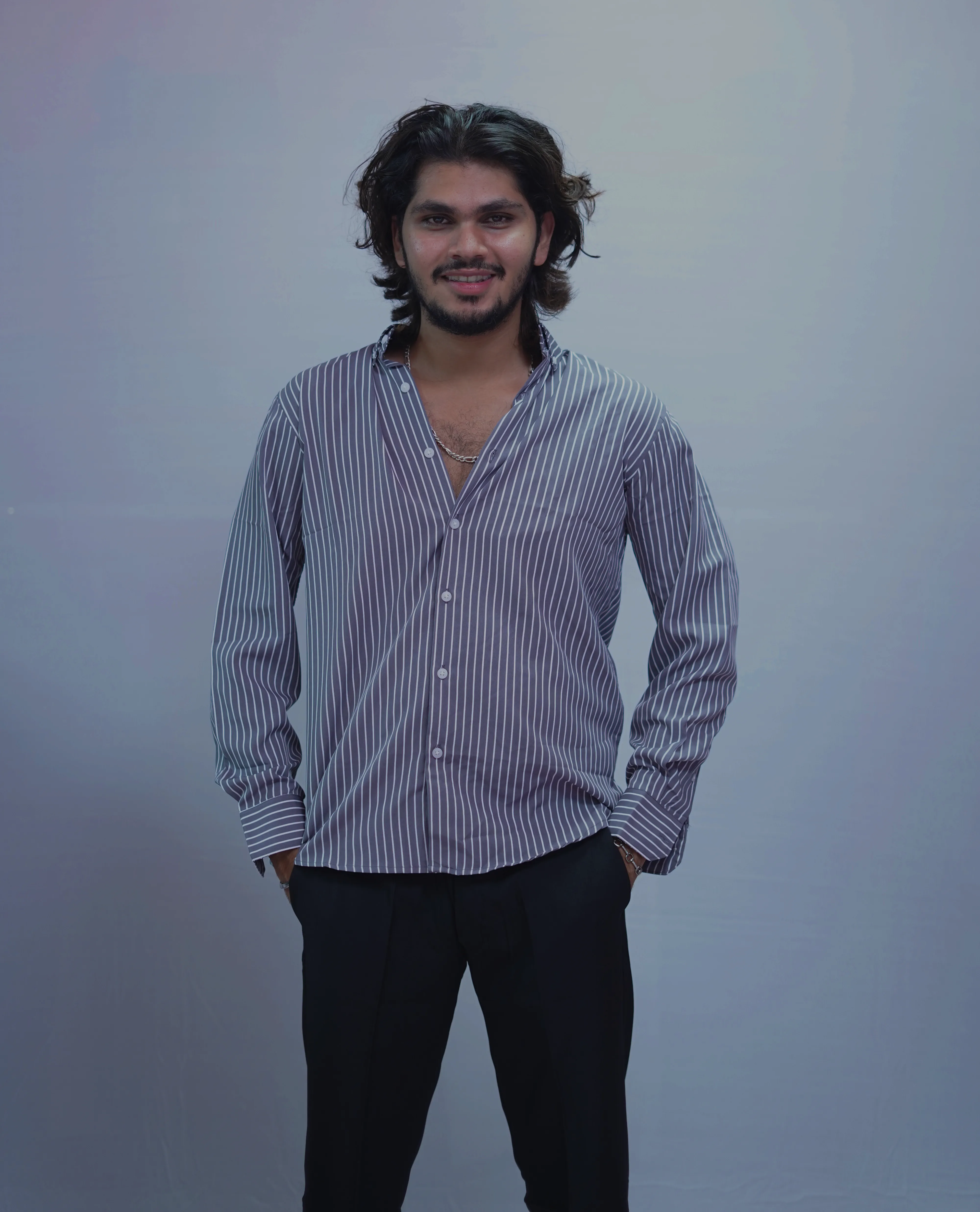 SMOKY GREY STRIPES SHIRT