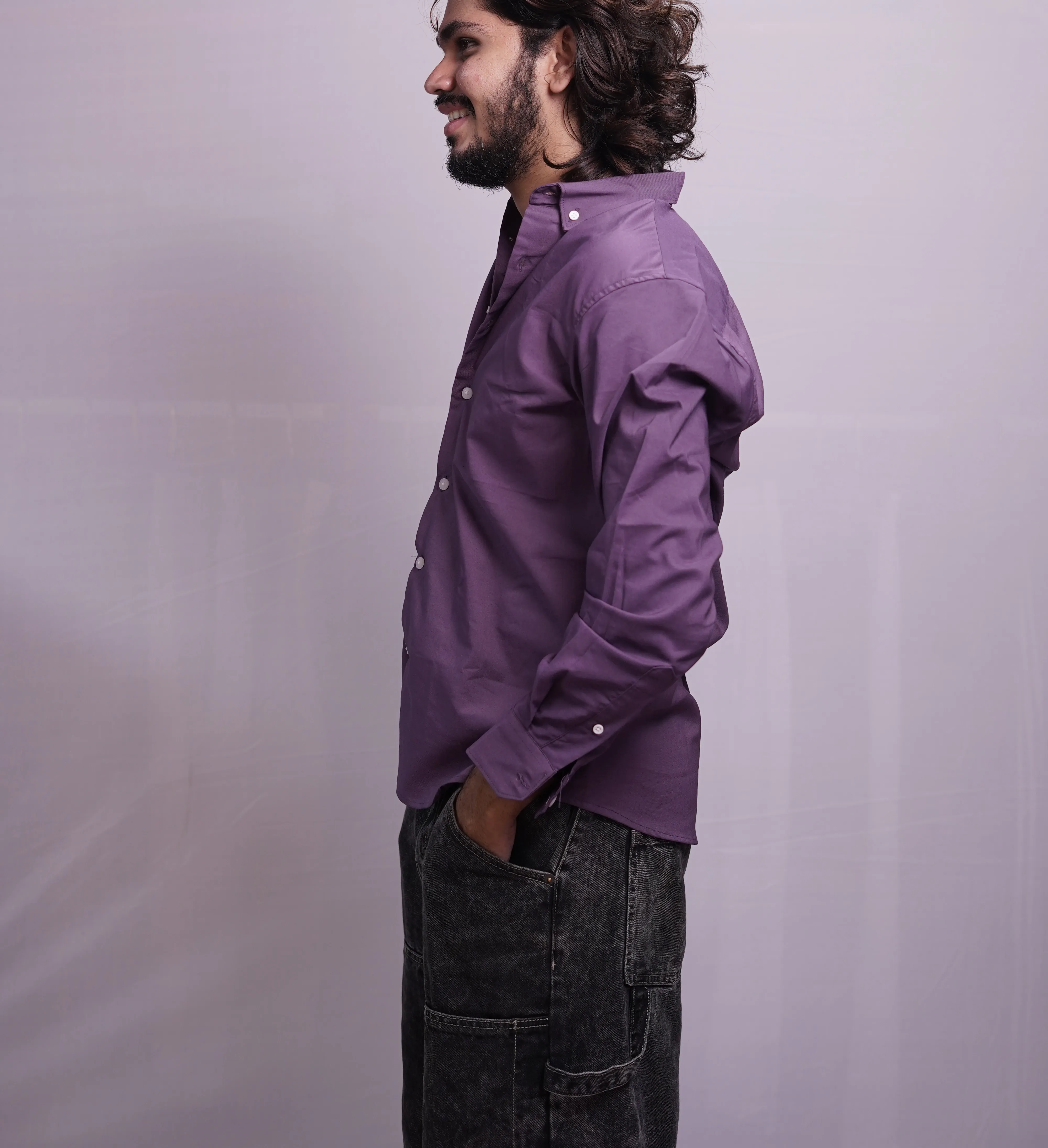 VIOLET LINEN PLAIN SHIRT, photo 3 of 4