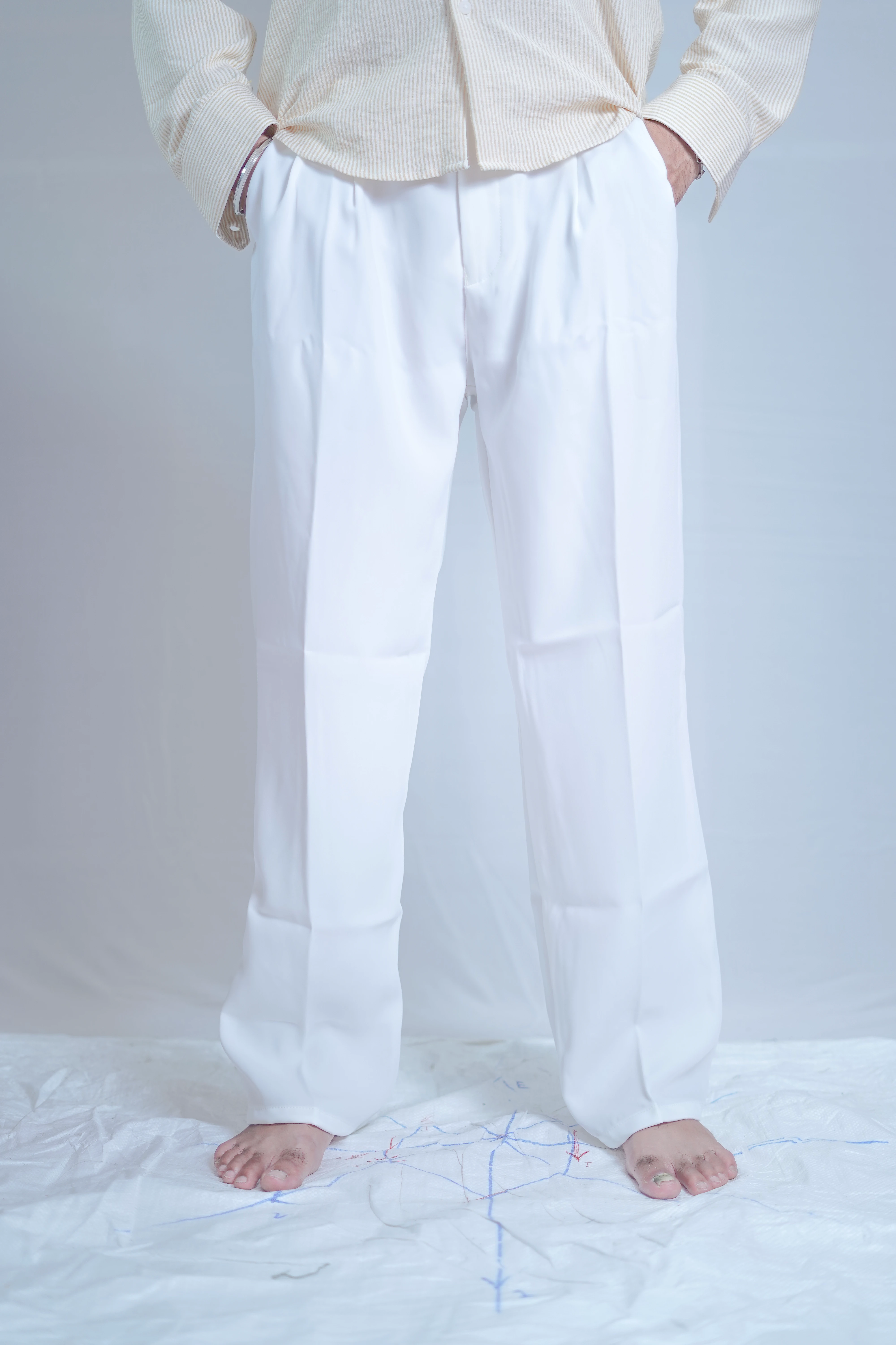WHITE ARMANI RELAXED PANTS
