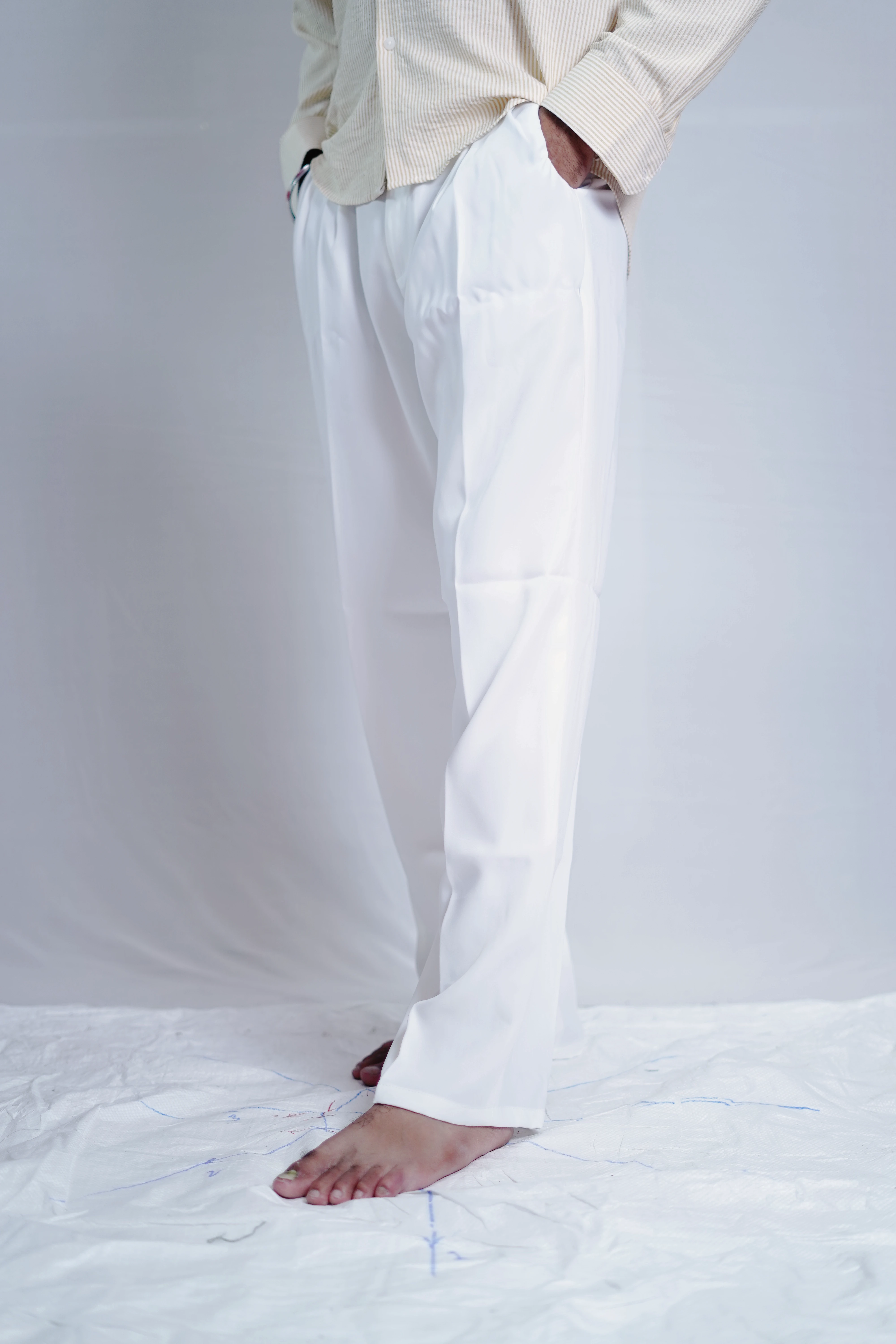 WHITE ARMANI RELAXED PANTS