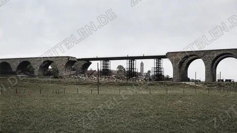Zerstörte Autobahnbrücke, vermutlich Mangfallbrücke bei Weyarn