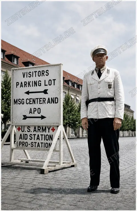 US-Army-Wachposten und Wegweiser in München, 1946