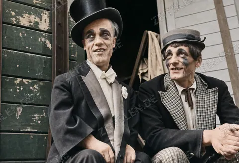 Zwei Clowns beim Circus Krone in München, 1946