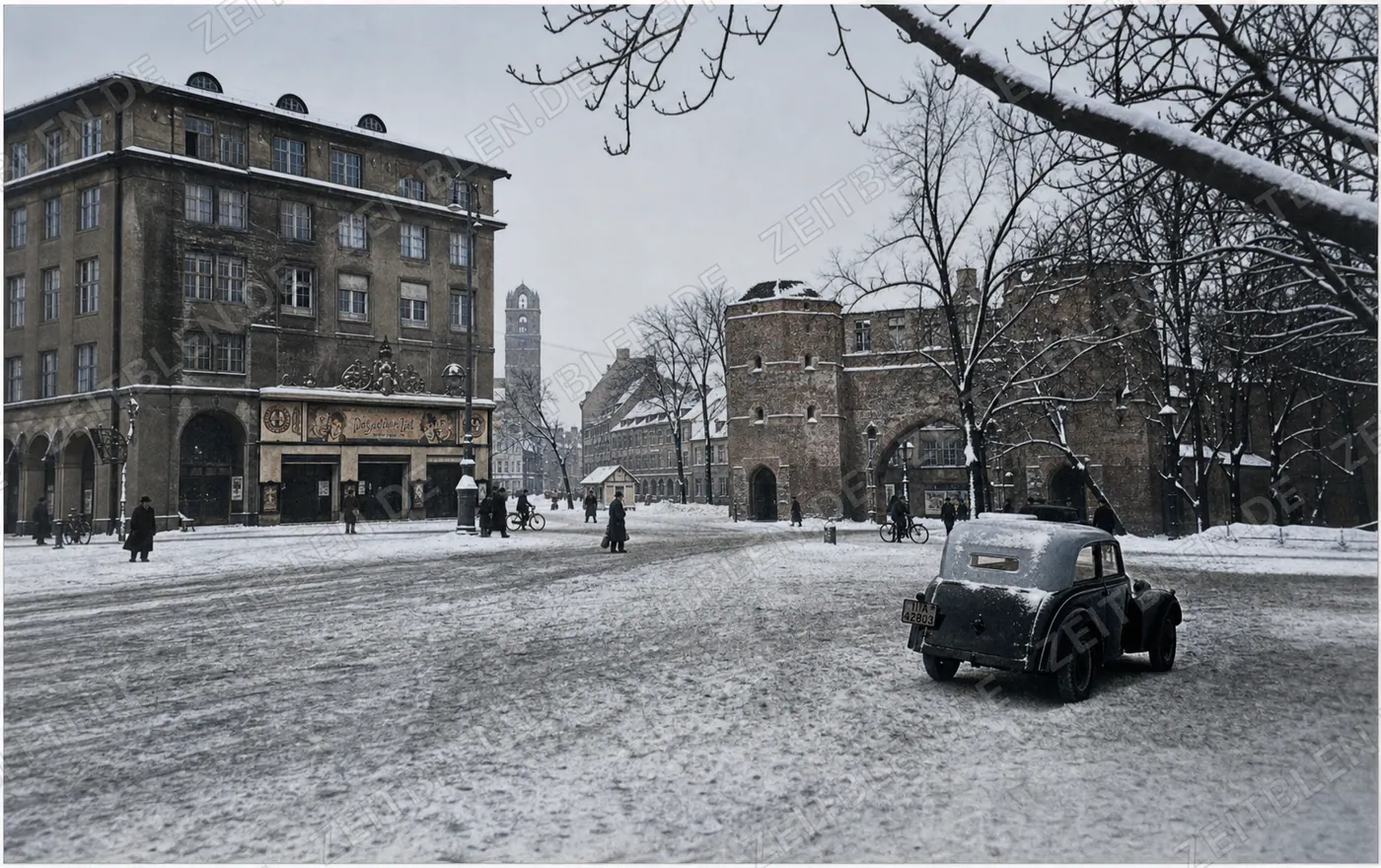Winterlicher Sendlinger-Tor-Platz mit Filmtheater