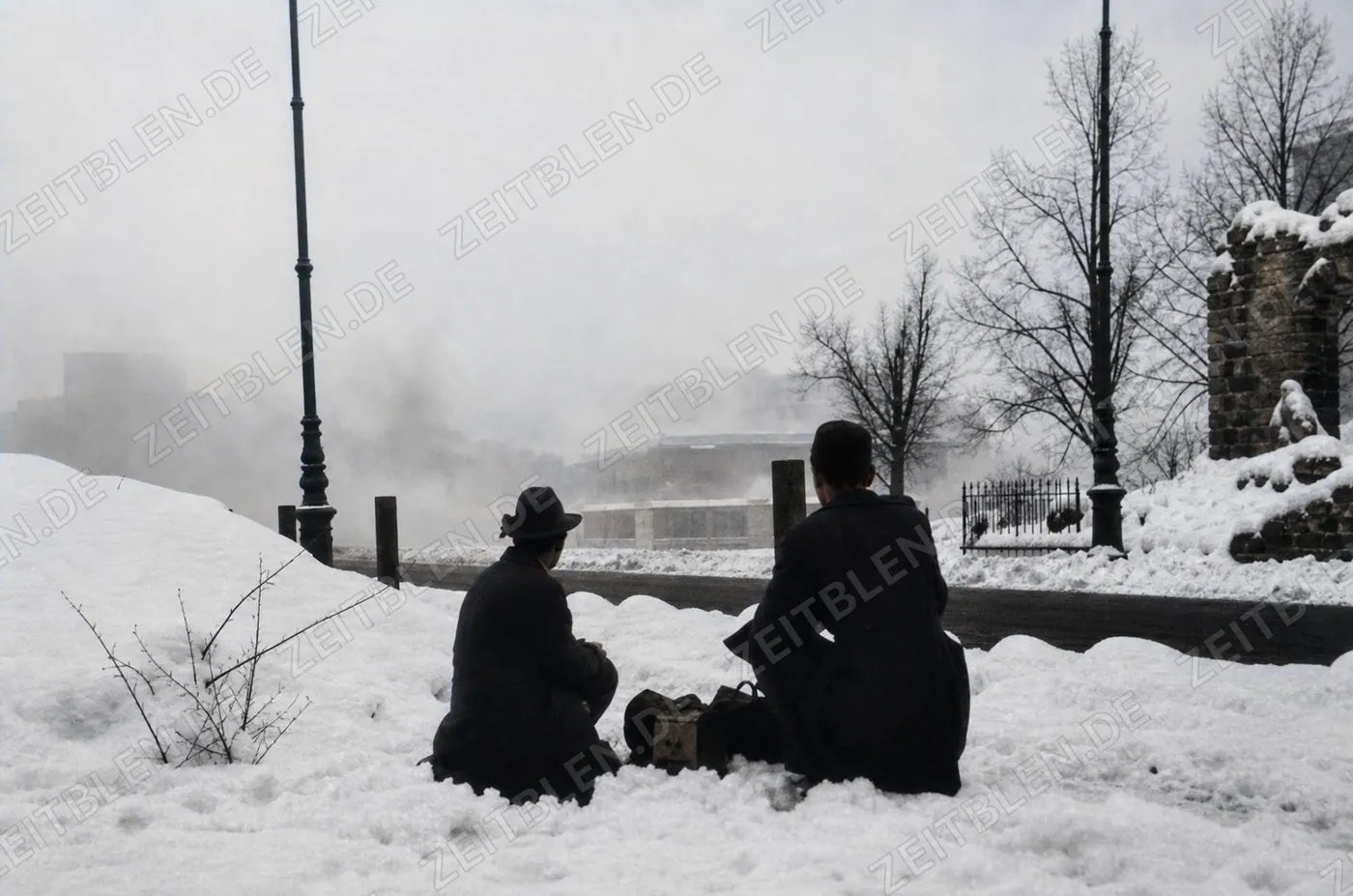 Winterliche Szene an den gesprengten Ehrentempeln am Königsplatz