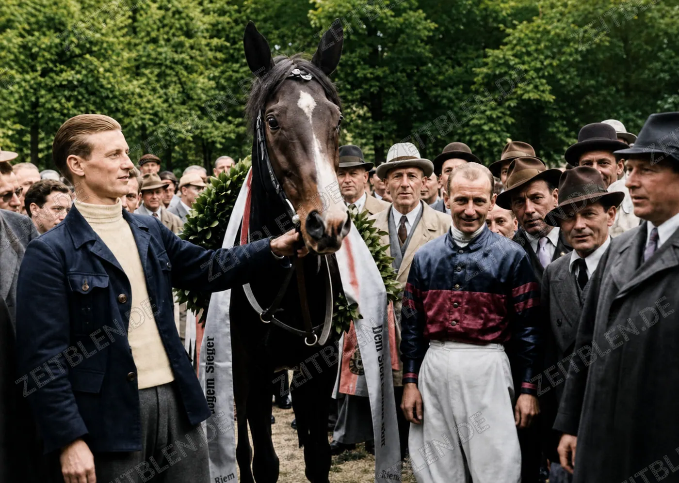 Siegerpferd nach dem Derby-Rennen in Riem