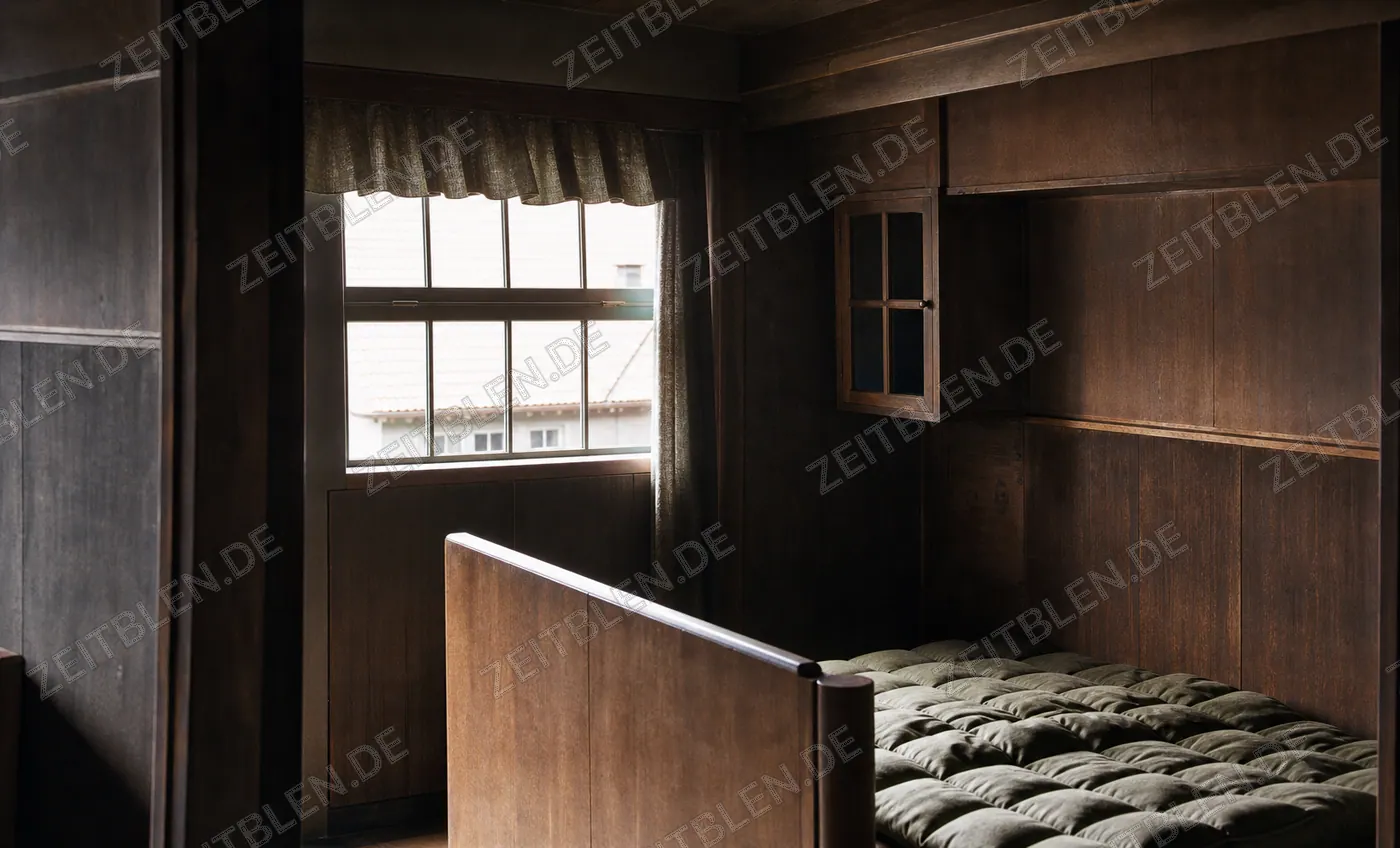 Blick in ein einfaches Schlafzimmer