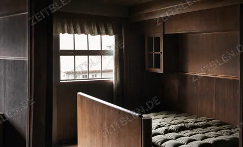 Blick in ein einfaches Schlafzimmer
