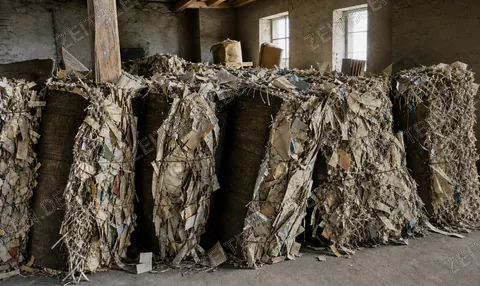 Ballen mit Papierabfällen in der Papierfabrik Wirth