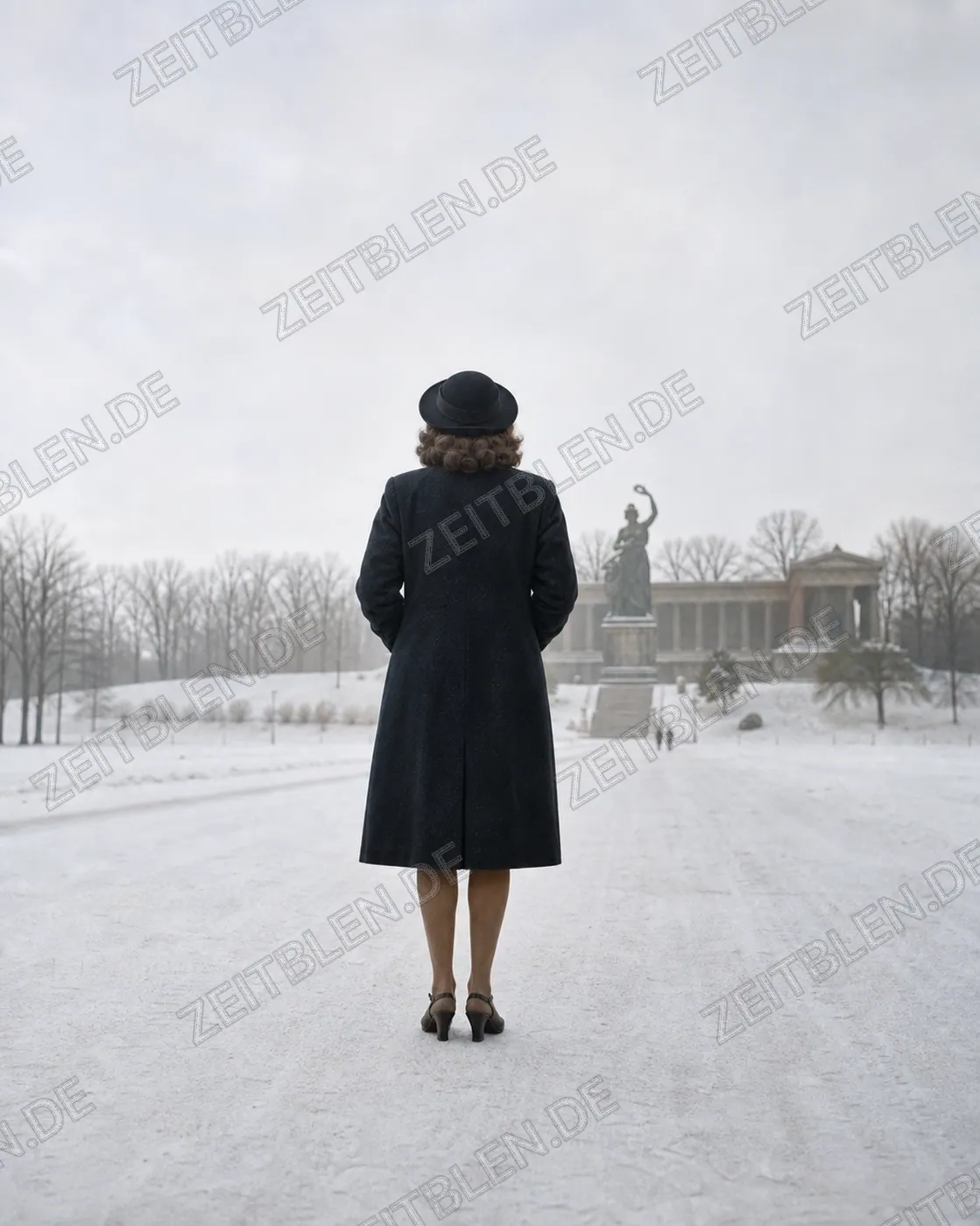 Winterliches Modefoto einer Frau im Mantel