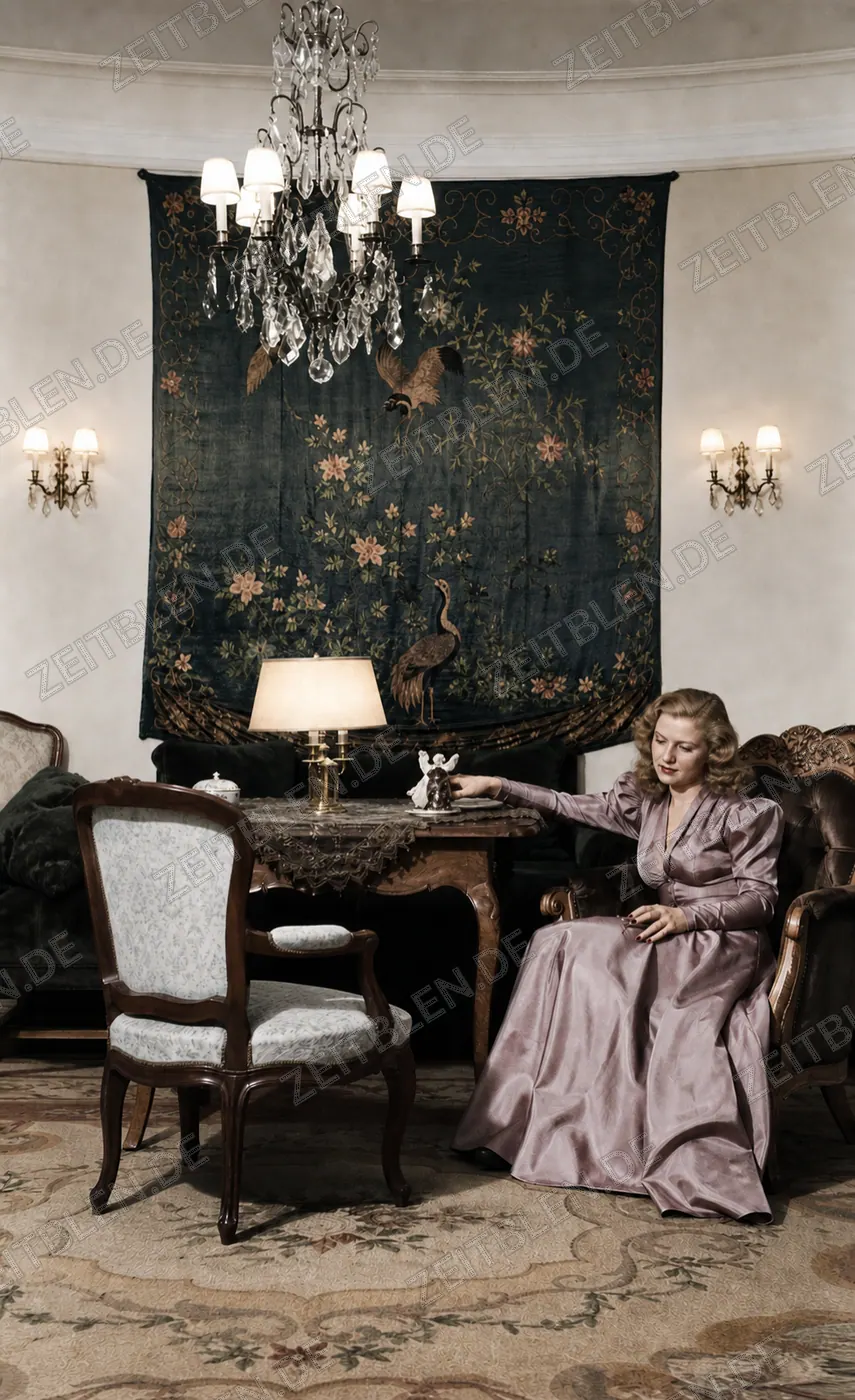 Modeaufnahme einer Frau im eleganten Interieur