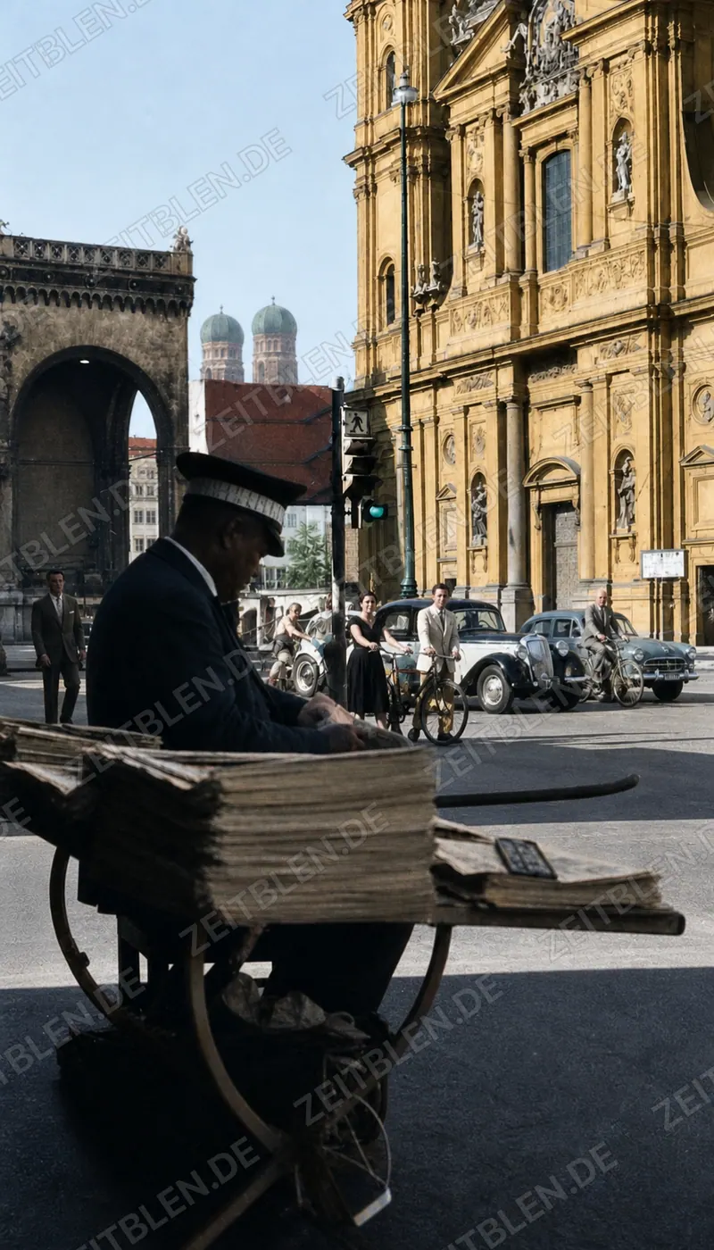 Zeitungsverkäufer am Odeonsplatz in München