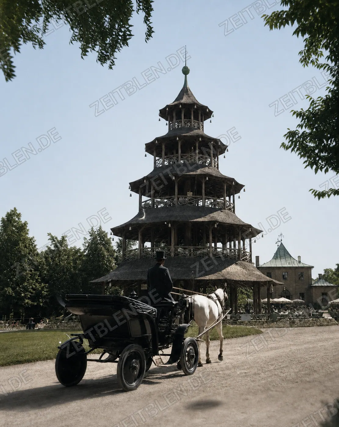 Pferdekutsche am Chinesischen Turm