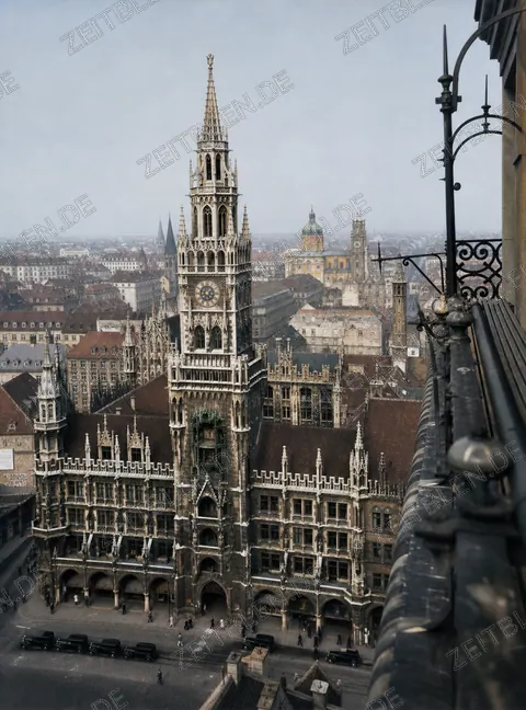 Blick vom Alten Peter auf das Neue Rathaus