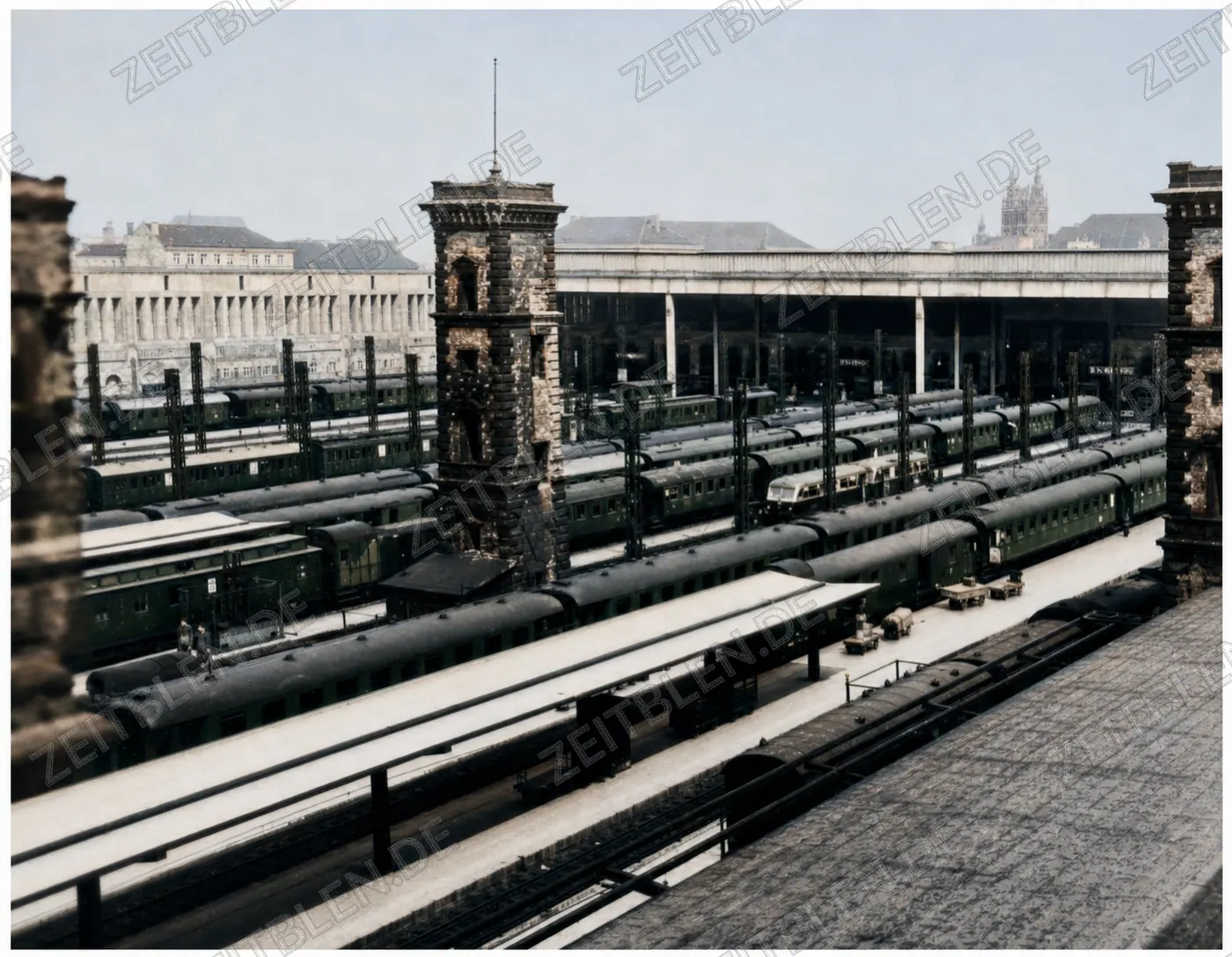 Züge im Münchner Hauptbahnhof der Nachkriegszeit