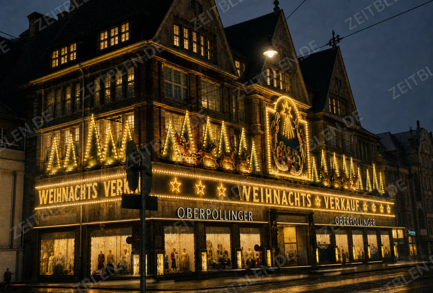 Illuminierter Weihnachtsverkauf bei Oberpollinger