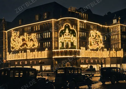 Weihnachtsbeleuchtung am Hertie-Kaufhaus am Hauptbahnhof