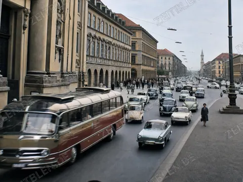 Verkehr vor der Theatinerkirche am Odeonsplatz