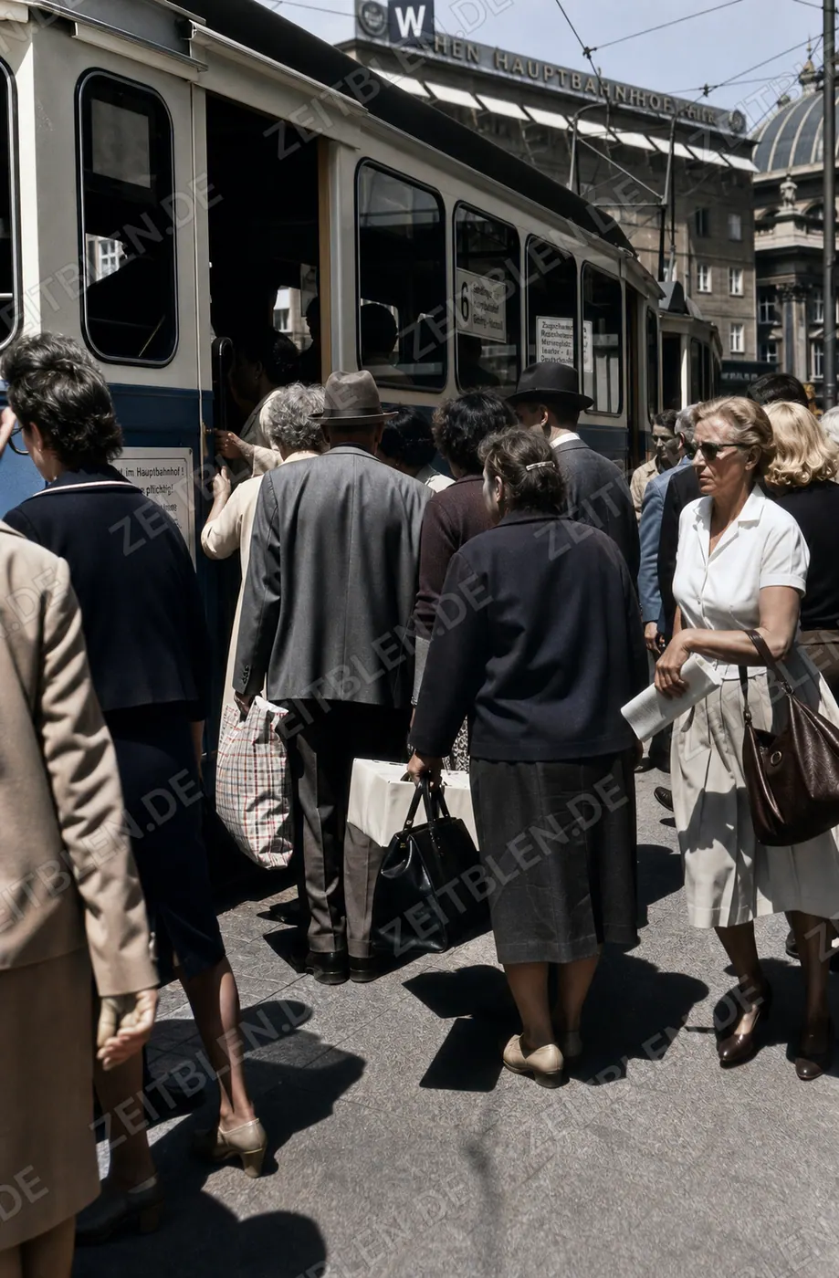 Fahrgäste steigen am Hauptbahnhof in die Tram