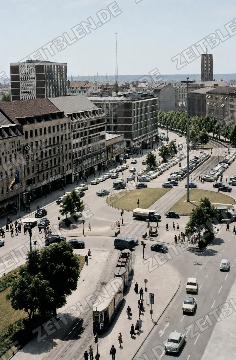 Straßenbahnverkehr in der Sonnenstraße vom Stachus aus