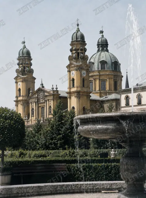 Blick vom Hofgarten zur Theatinerkirche