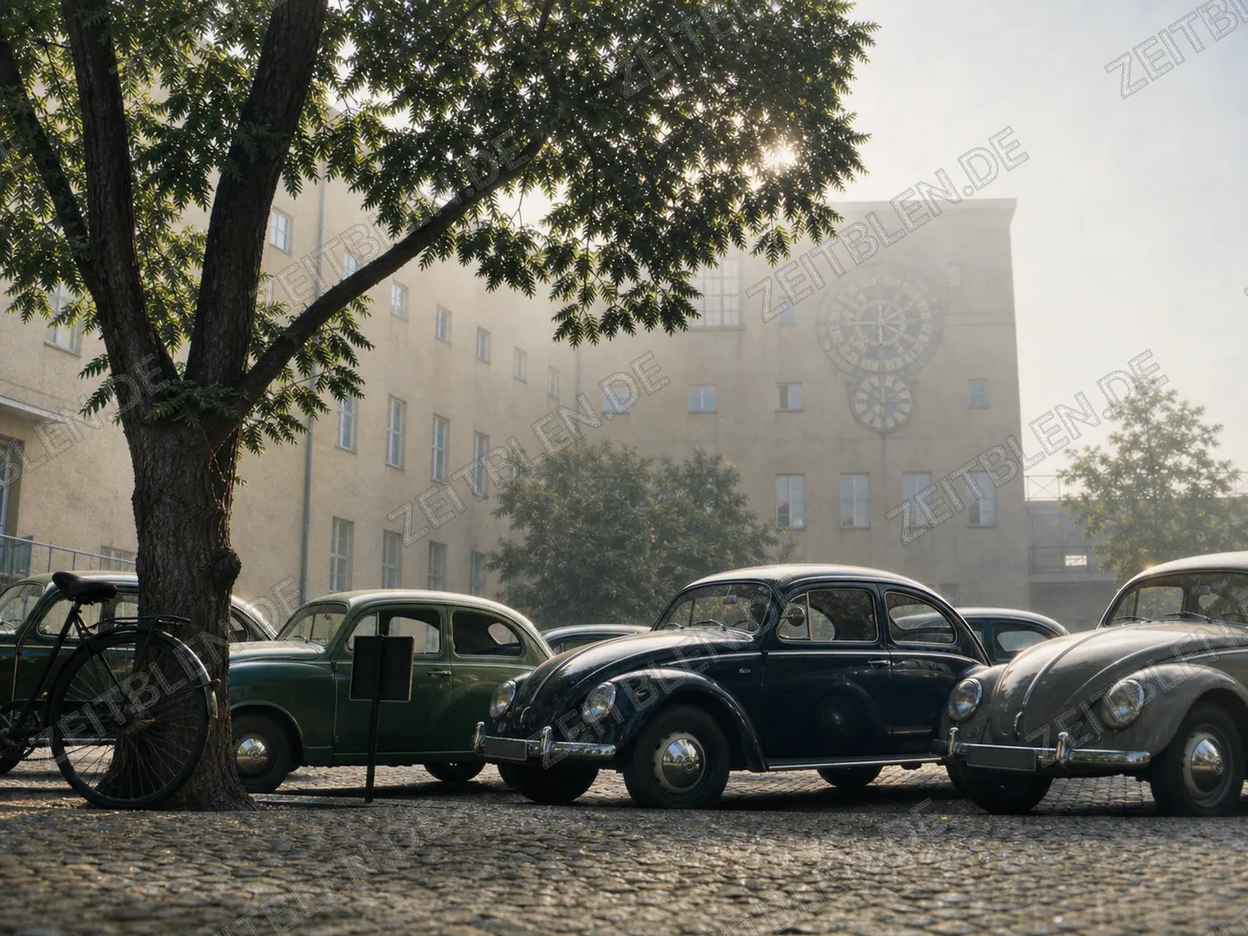 Parkende VW Käfer am Deutschen Museum in München