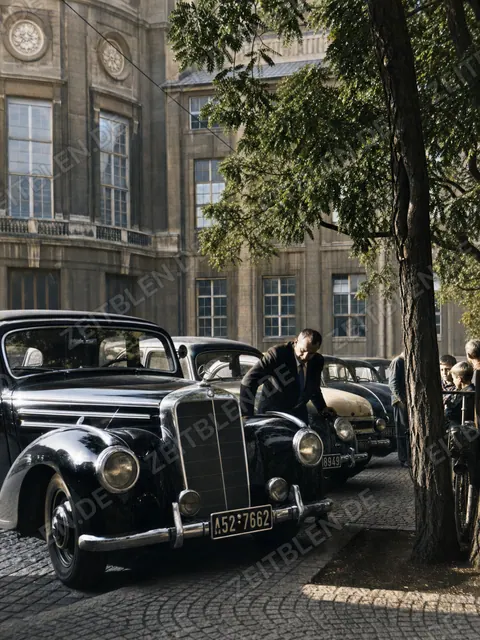 Parkende Wagen im Innenhof des Deutschen Museums
