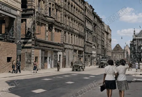 Kaufingerstraße mit Blick zum Alten Rathaus nach Kriegsende